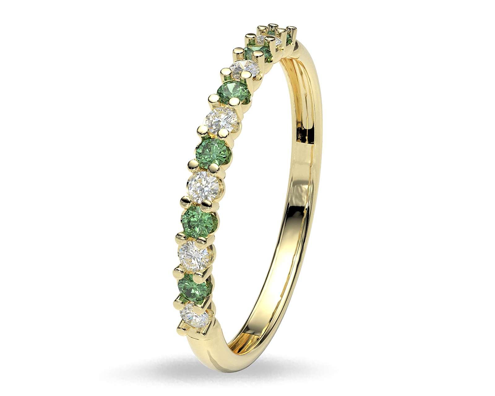 Anillo de Oro 10K Moments Churumbela Verde Talla 8