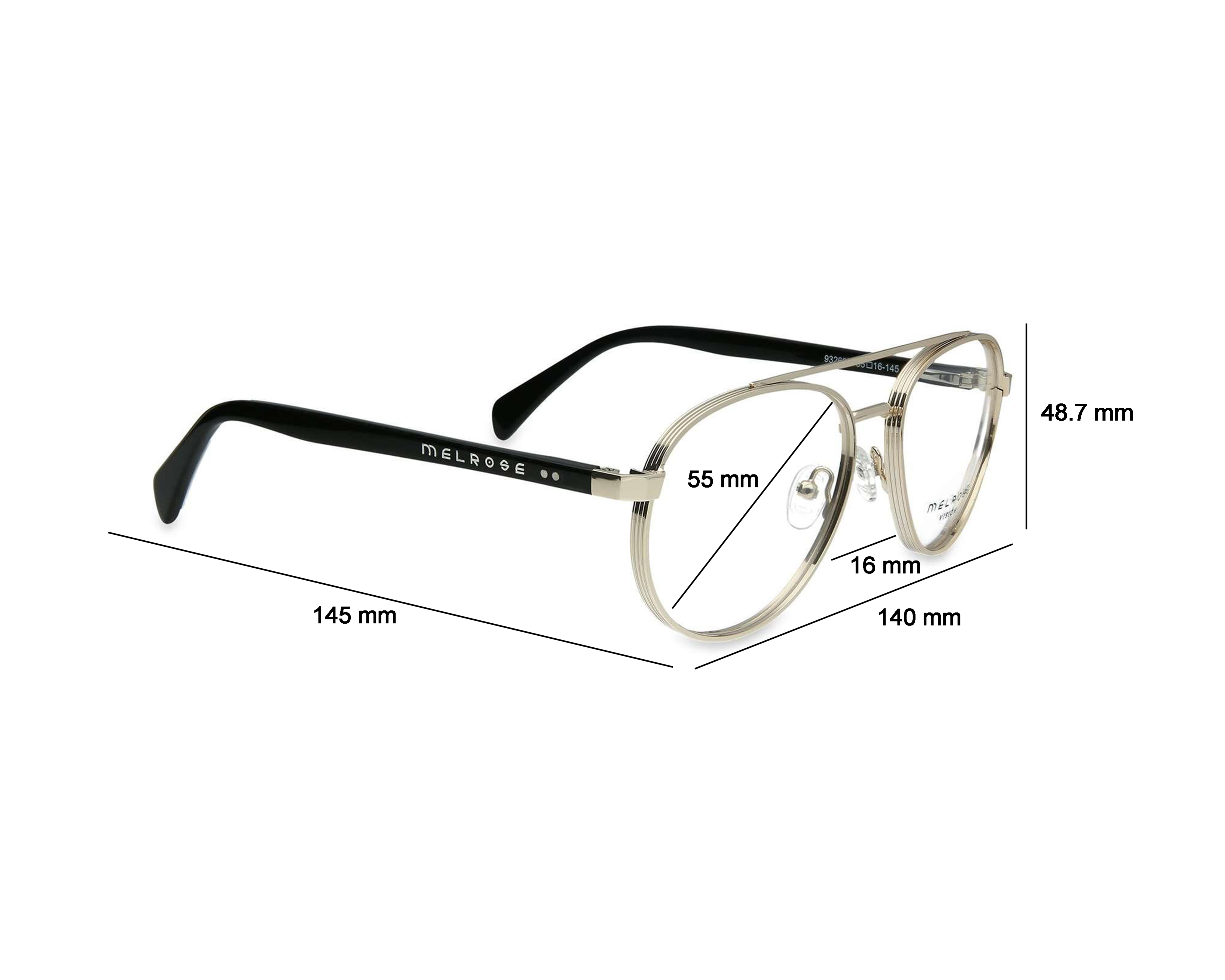 Foto 7 pulgar | Foto 6 | Armazón Oftálmico Unisex Melrose Aviador Dorado