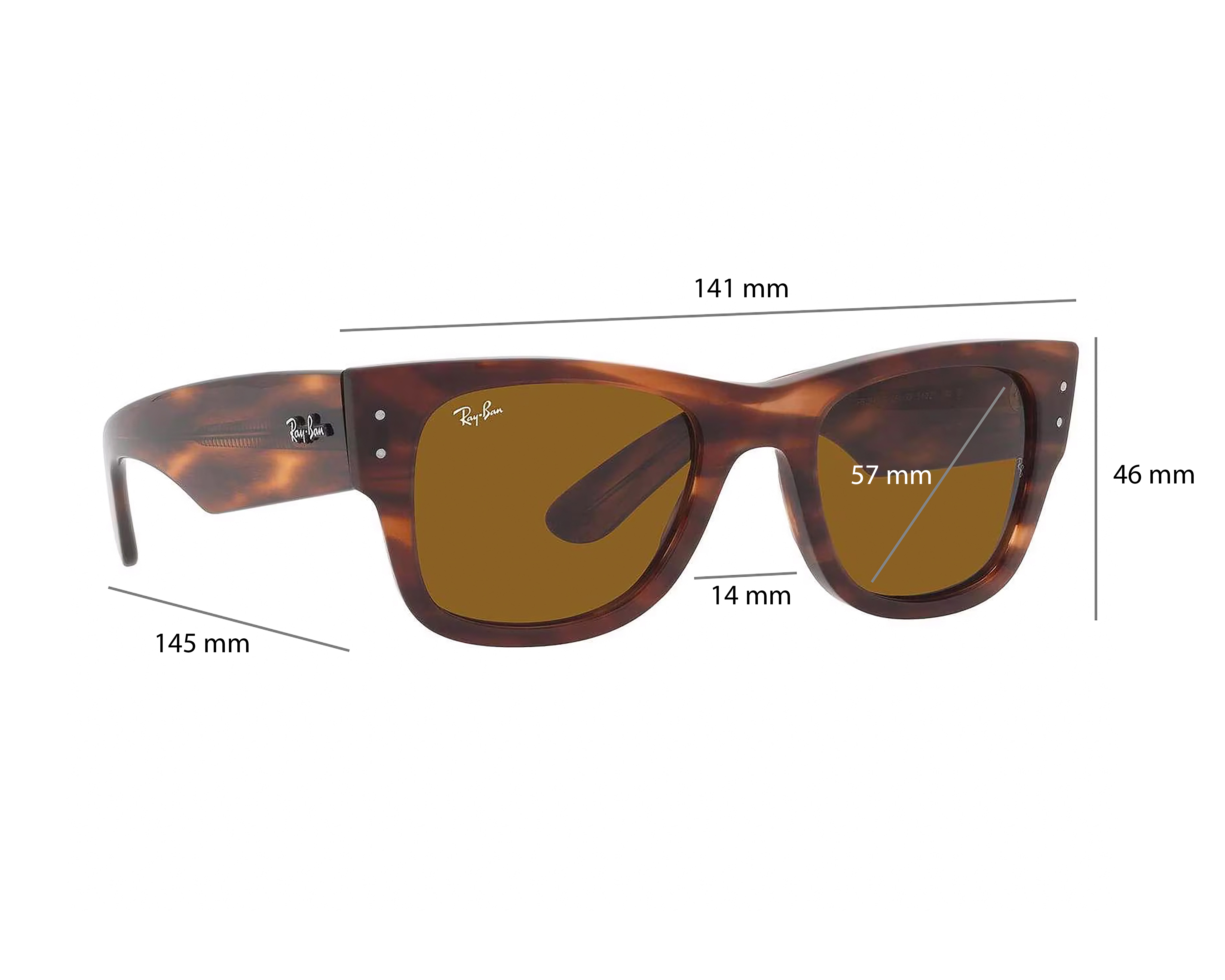 Foto 7 pulgar | Foto 6 | Lentes de Sol Unisex Ray-Ban Mega Wayfarer 0RB0840S 954/33 Havana