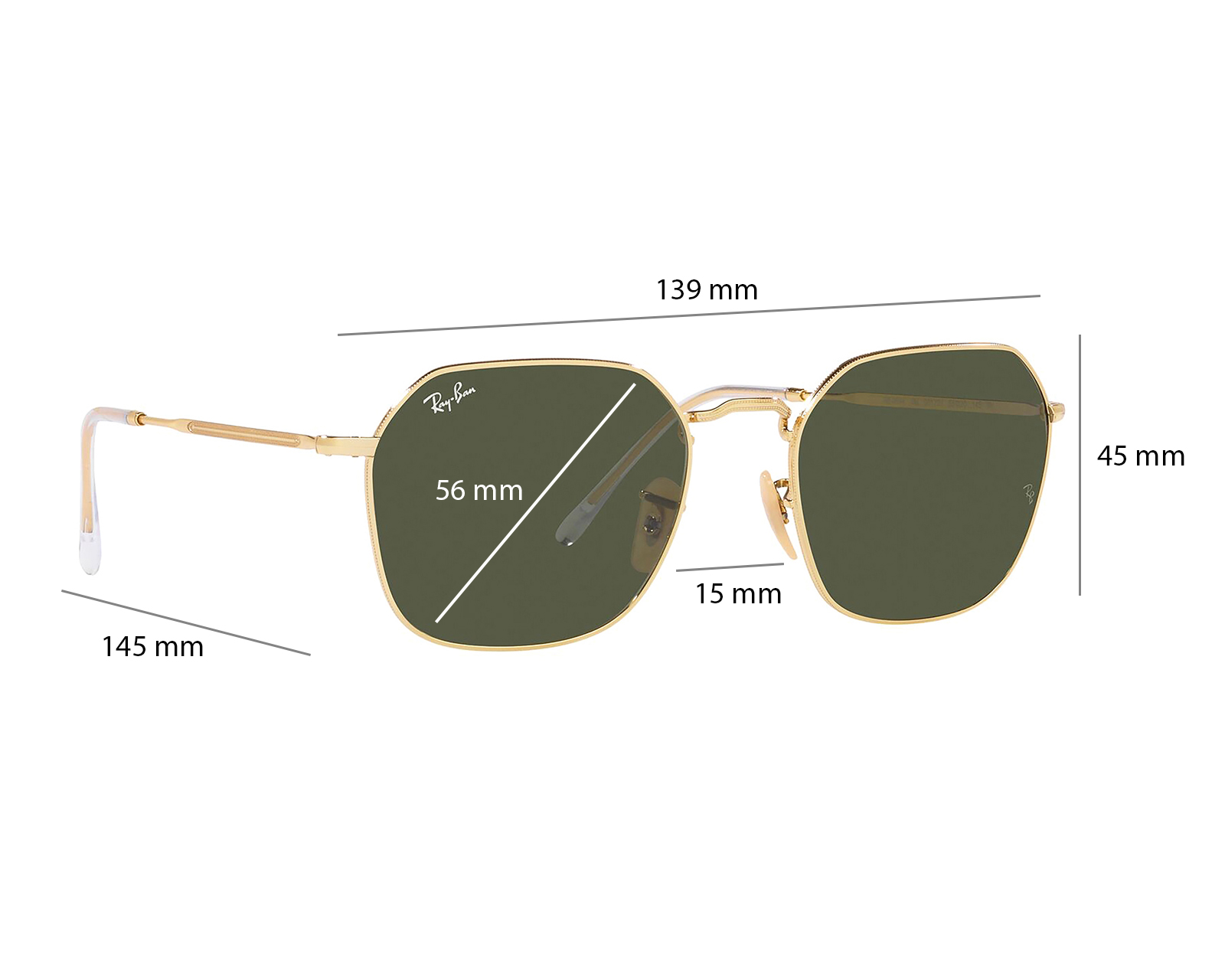 Foto 7 pulgar | Foto 6 | Lentes de Sol Unisex Ray-Ban Hexagonales 0RB3694 001/31 Dorados
