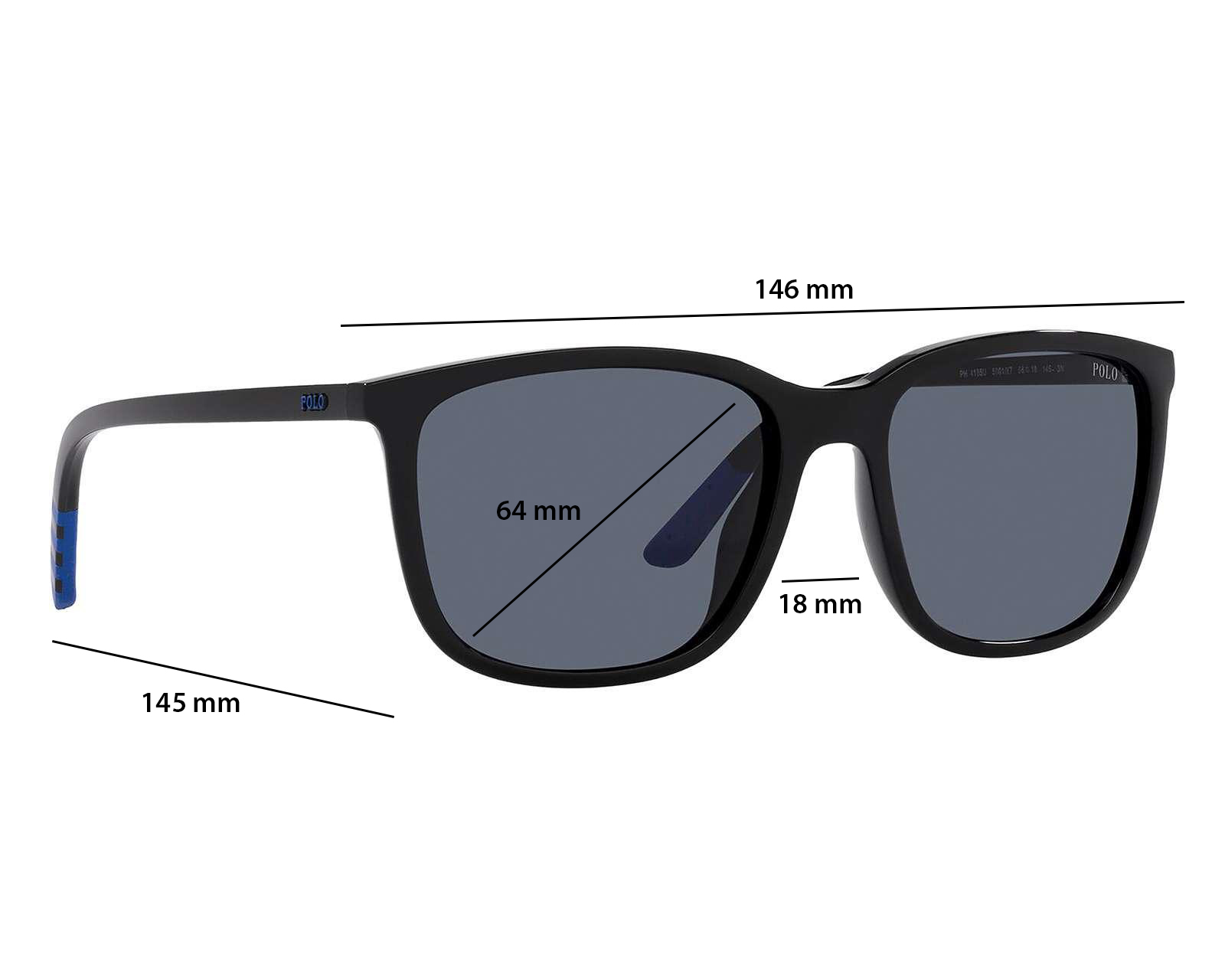 Foto 5 | Foto 5 | Lentes de Sol para Hombre Polo Rectangulares Negros