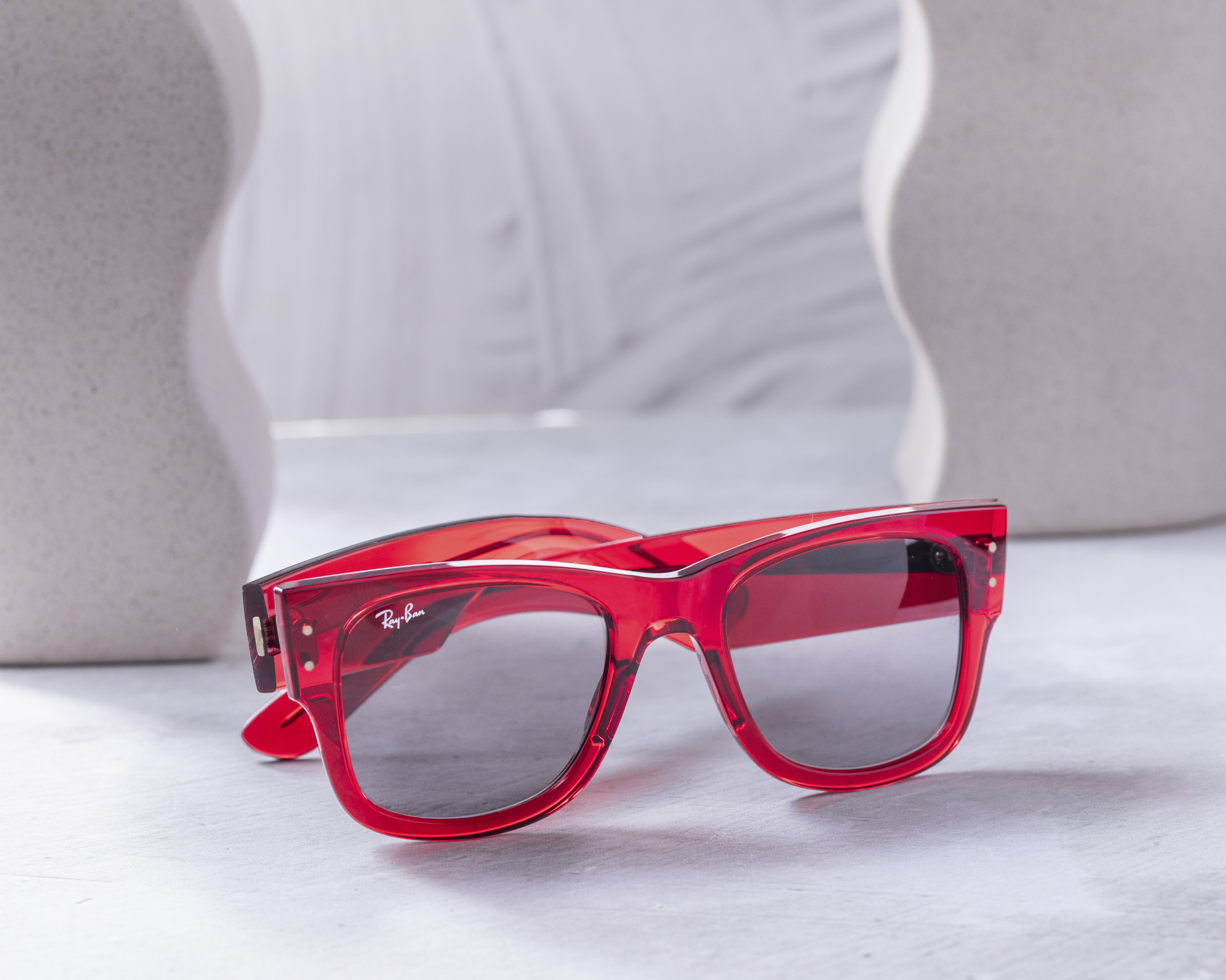 Foto 6 pulgar | Foto 5 | Lentes de Sol para Mujer Ray-Ban Mega Wayfarer 0RB0840S 6679B1 Rojo Traslúcido