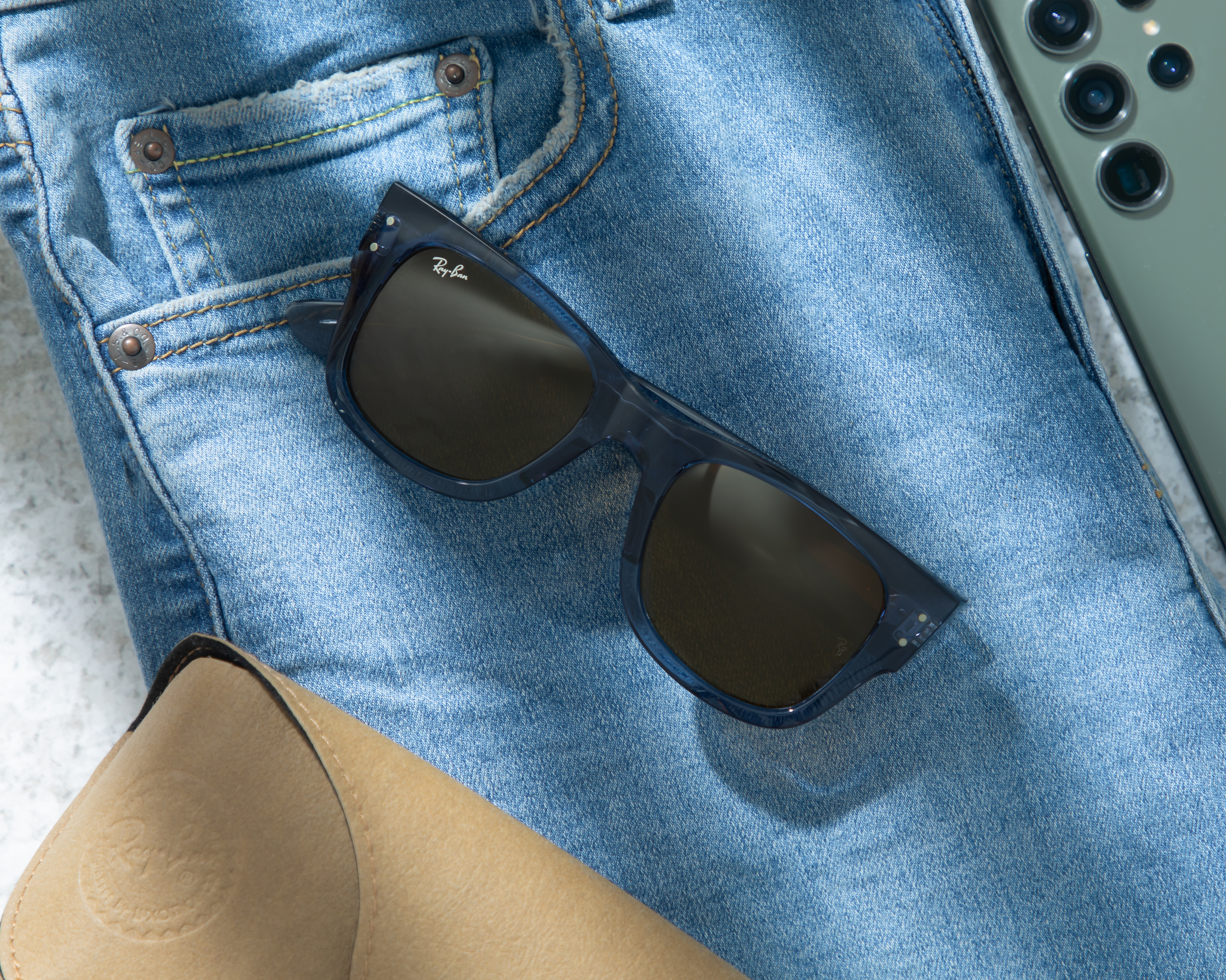 Foto 9 pulgar | Foto 8 | Lentes de Sol Ray Ban Wayfarer 0RB0840S 668073 Azul