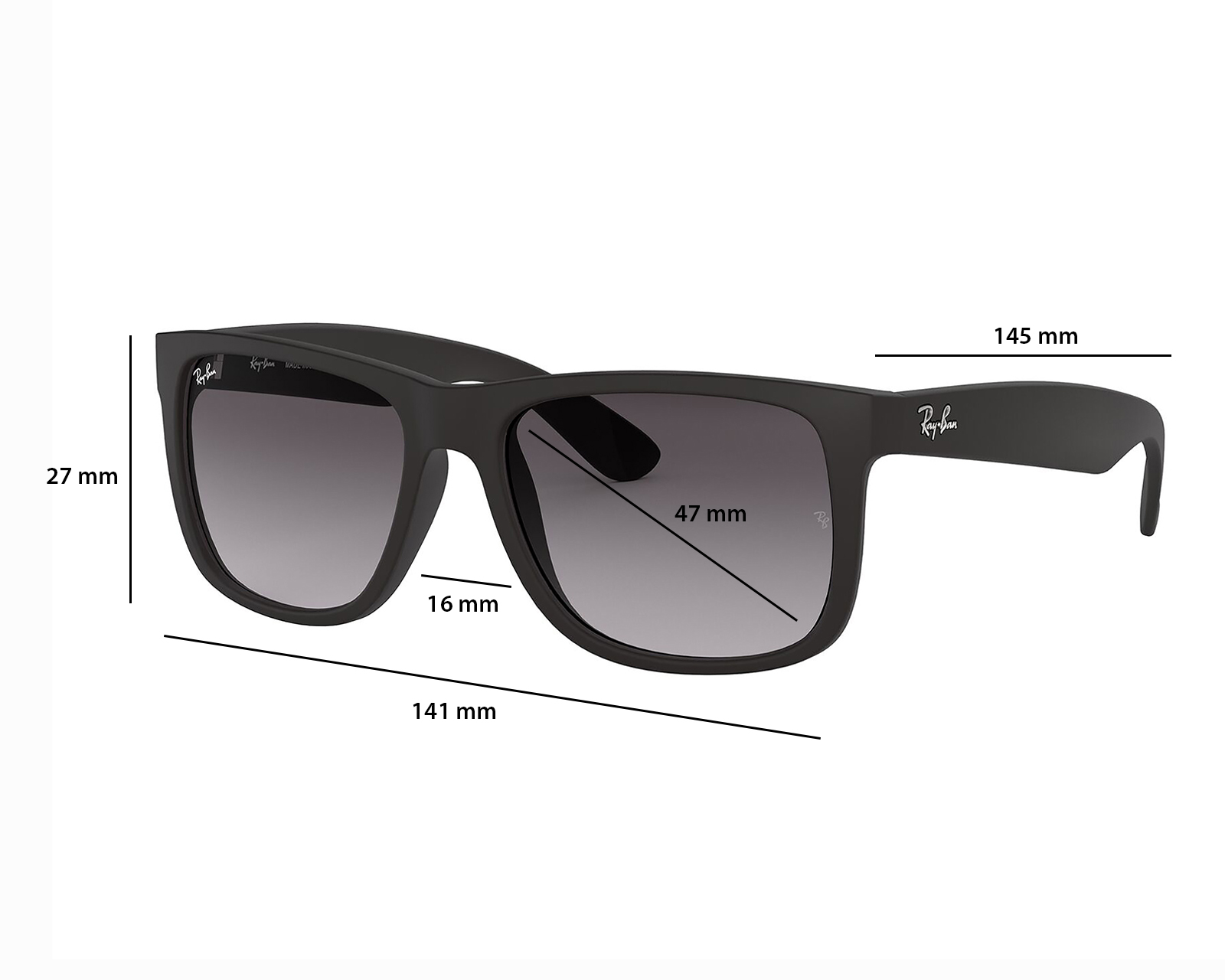 Foto 7 pulgar | Foto 6 | Lentes de Sol Unisex Ray Ban Cuadrados 0RB4165 601_8G Negro
