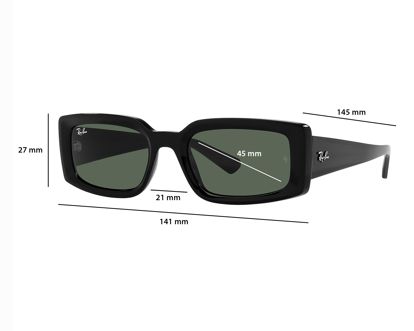 Foto 6 pulgar | Foto 5 | Lentes de Sol para Mujer Ray-Ban Rectangulares 0RB4395 667771 Negros