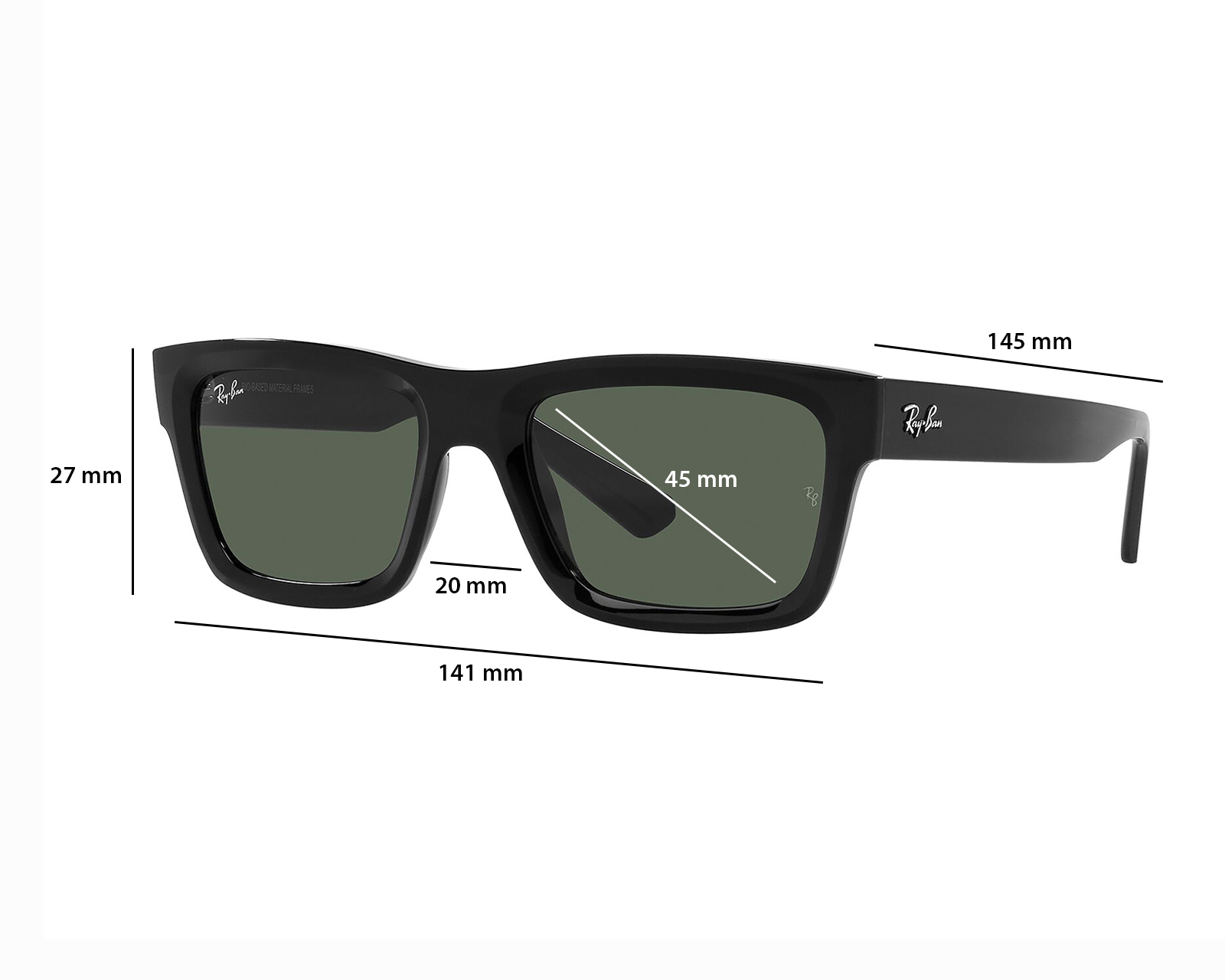 Foto 6 | Foto 6 | Lentes de Sol Unisex Ray-Ban Rectangulares 0RB4396 Negros