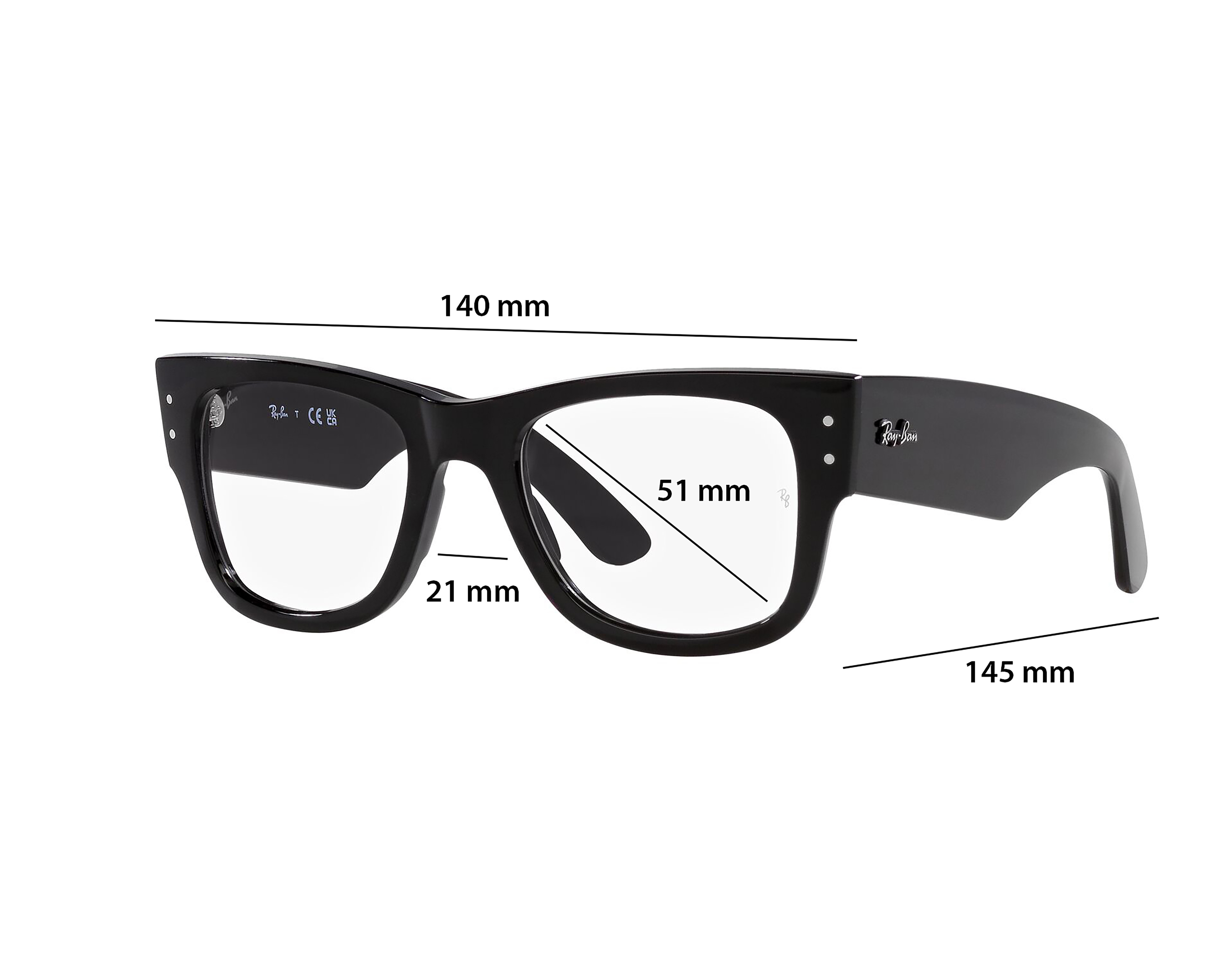 Foto 6 pulgar | Foto 5 | Armazón Oftálmico Unisex Ray-Ban Wayfarer Negro