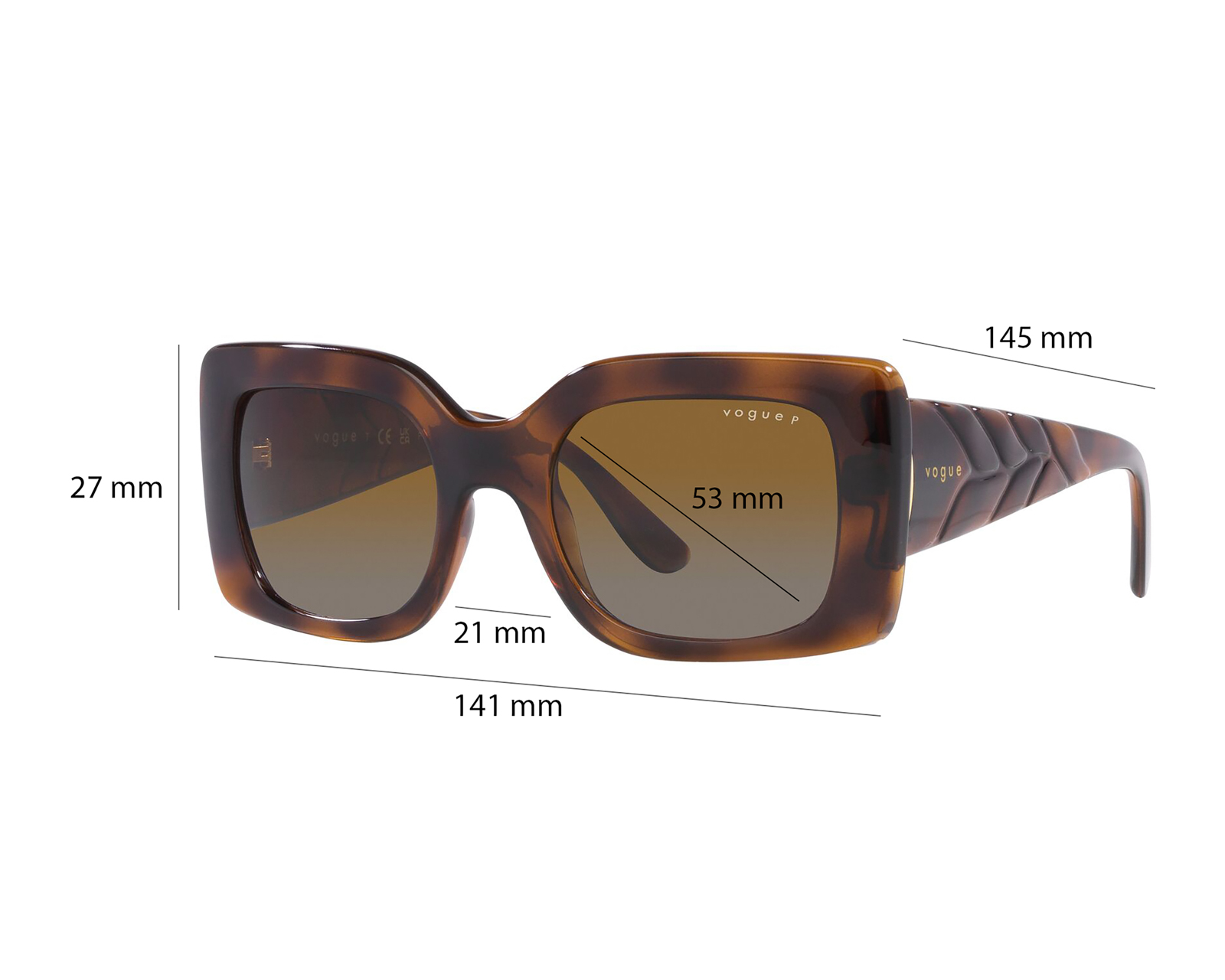 Foto 7 pulgar | Foto 6 | Lentes de Sol para Mujer Vogue Rectangulares 0VO5481S 2386T5 Carey