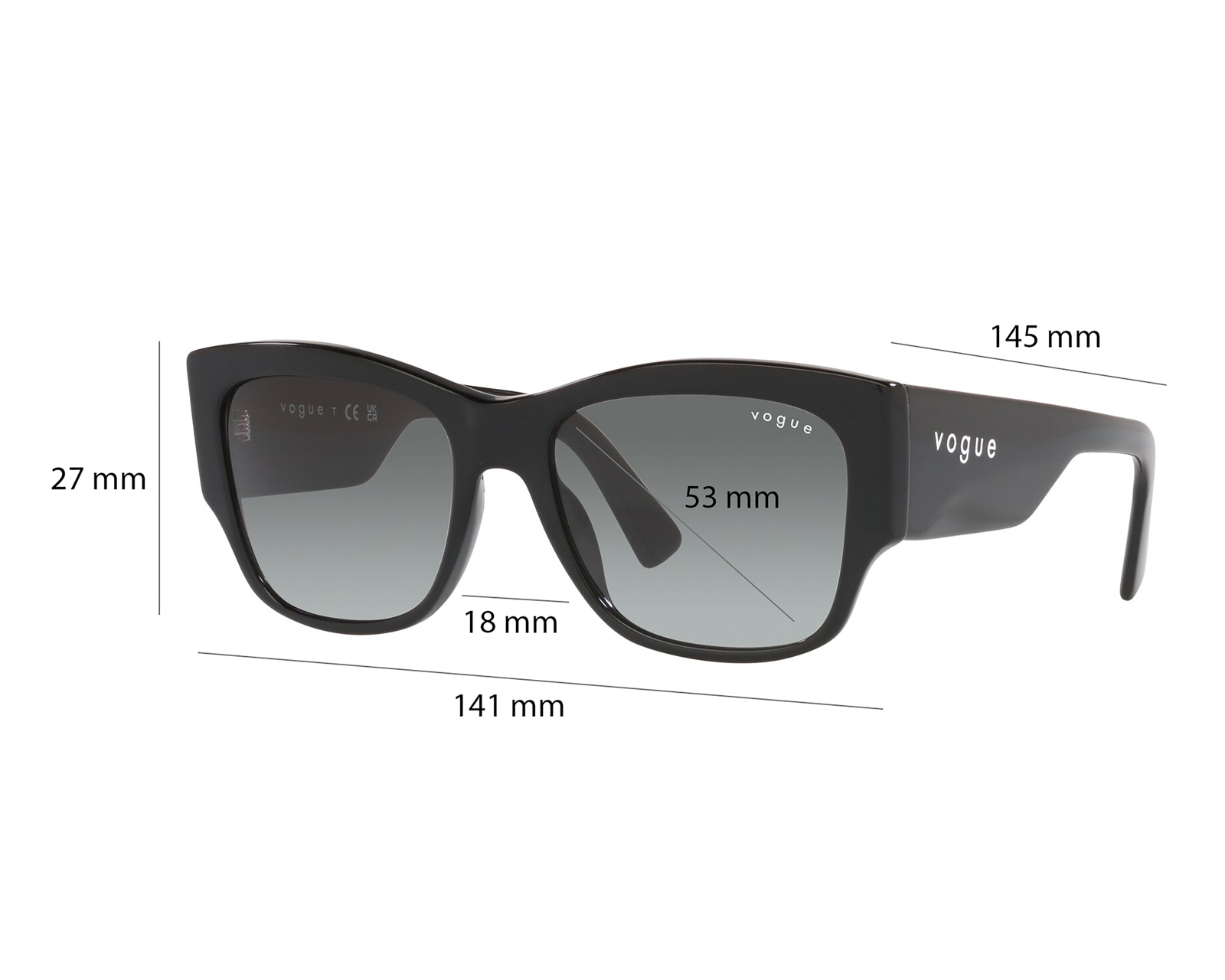 Foto 7 pulgar | Foto 6 | Lentes de Sol para Mujer Vogue Cuadrados 0VO5462S W4411 Negros