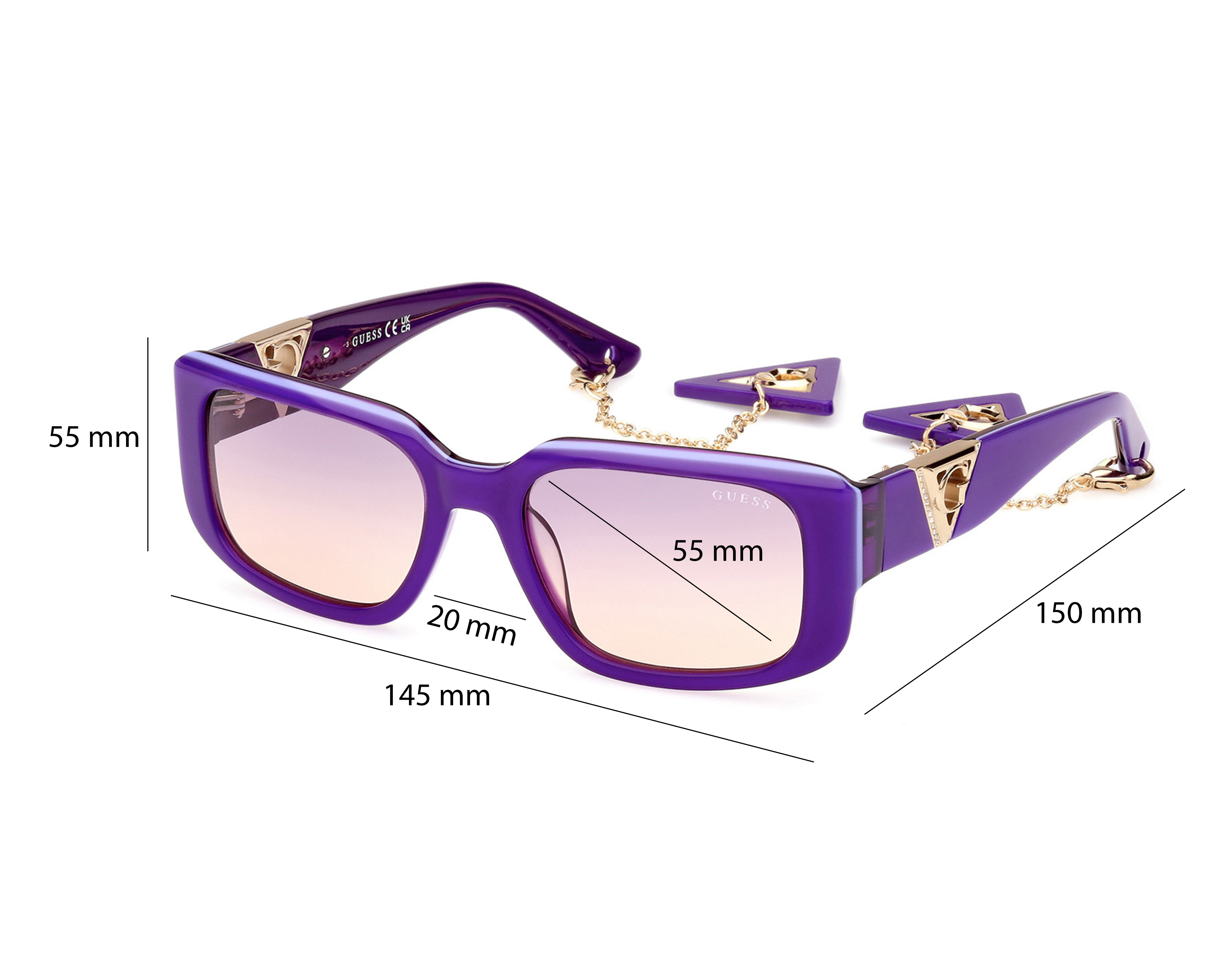 Foto 7 pulgar | Foto 6 | Lentes de Sol para Mujer Guess Rectangulares SGU.07891.081Z.53 Violeta