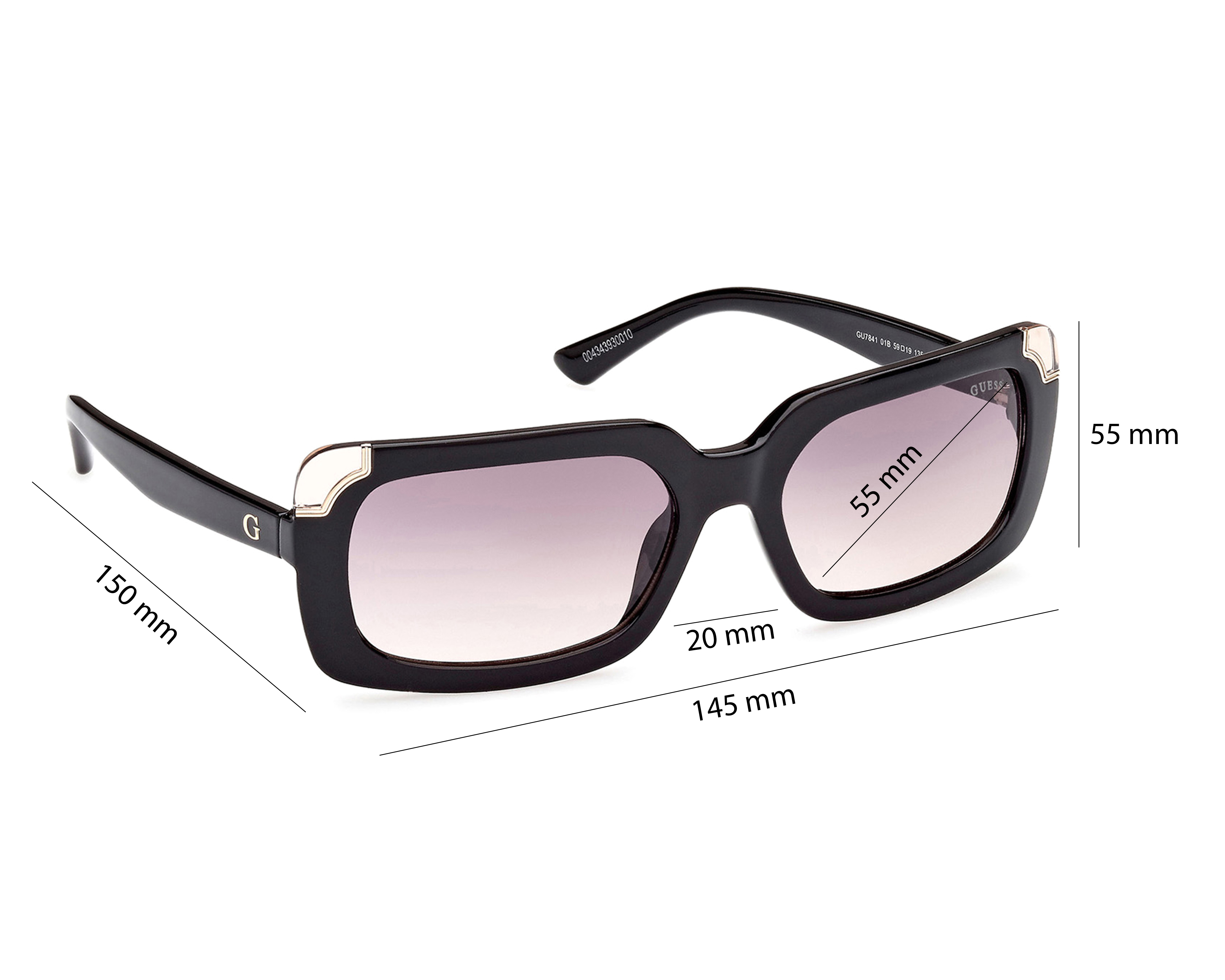 Foto 5 pulgar | Foto 4 | Lentes de Sol Guess Rectangulares SGU.07841.001B.59 Negros