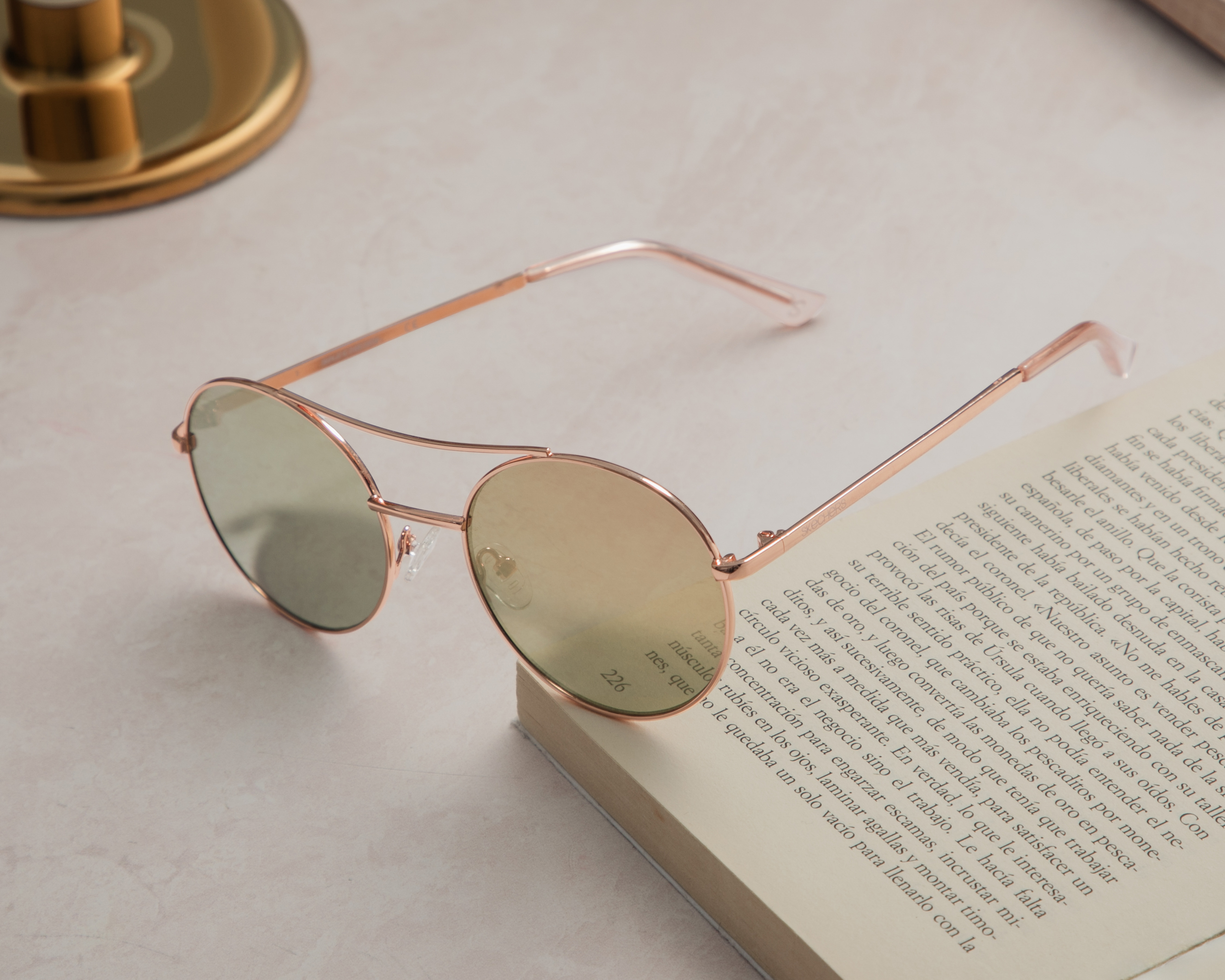 Foto 7 pulgar | Foto 6 | Lentes de Sol Skechers Redondos Oro Rosa