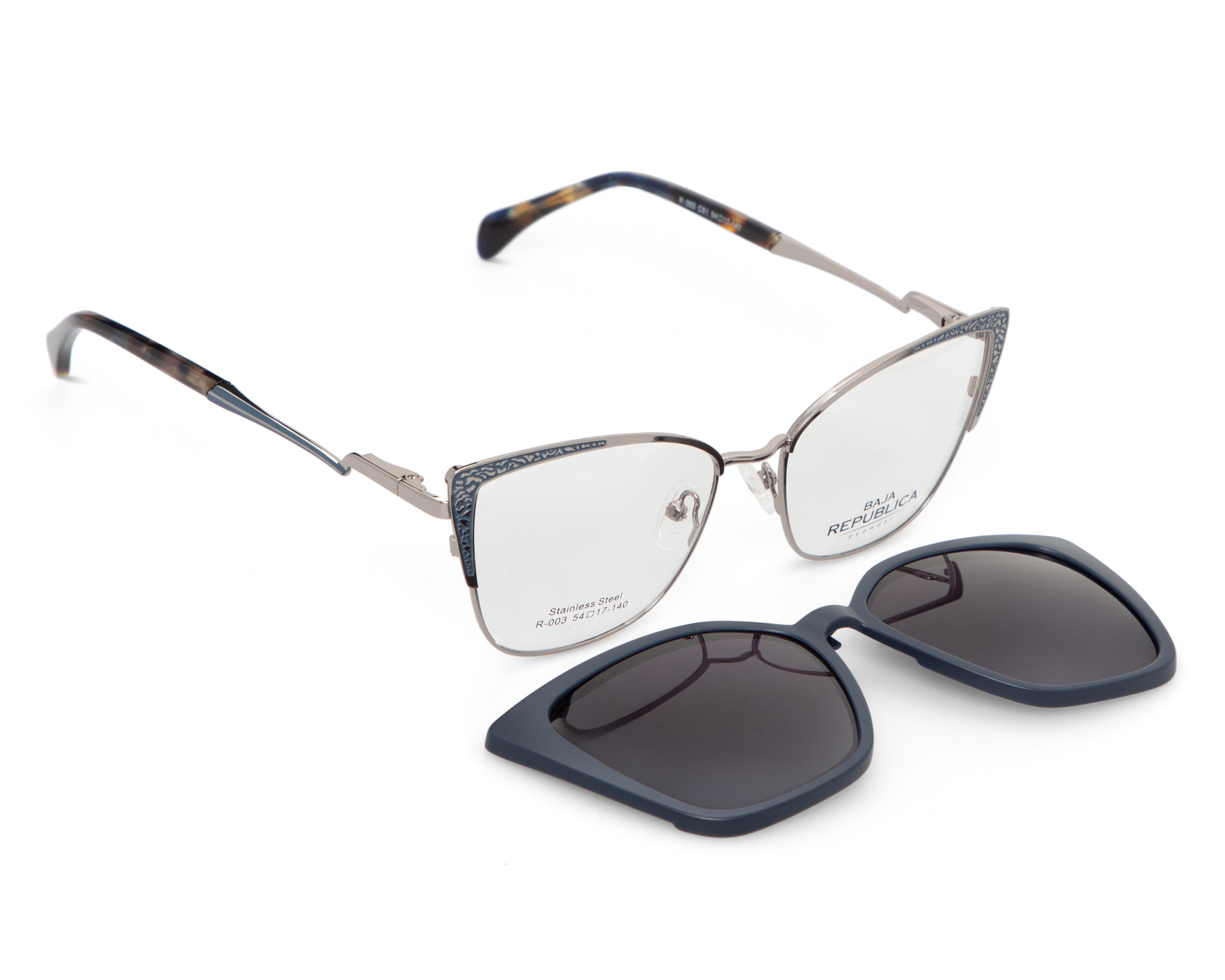 Armazón Oftálmico con Clip-on para Mujer Baja Republica Cat Eye Azul