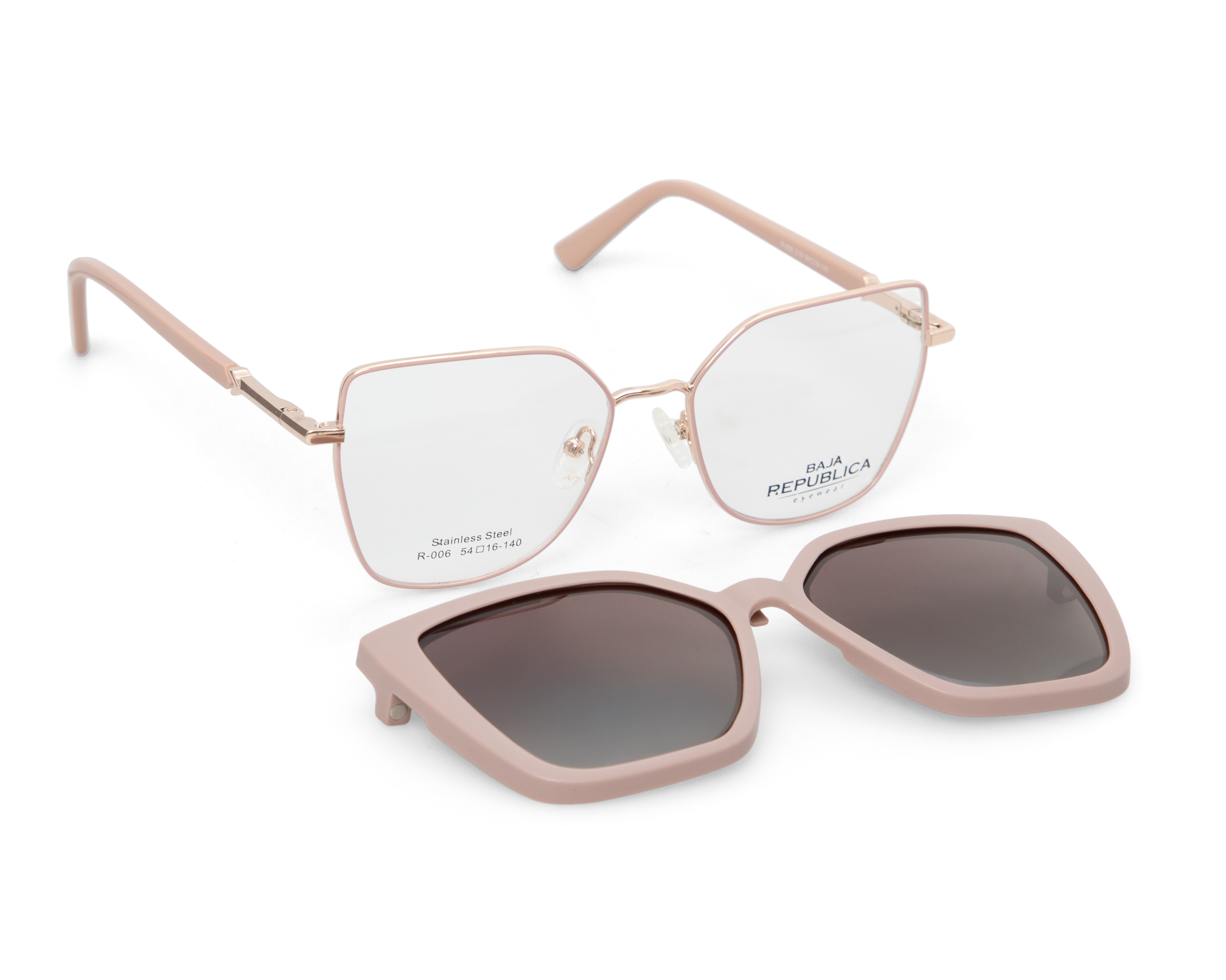 Foto 1 | Foto 1 | Armazón Oftálmico con Clip-on para Mujer Baja Republica Cuadrado Oro Rosa