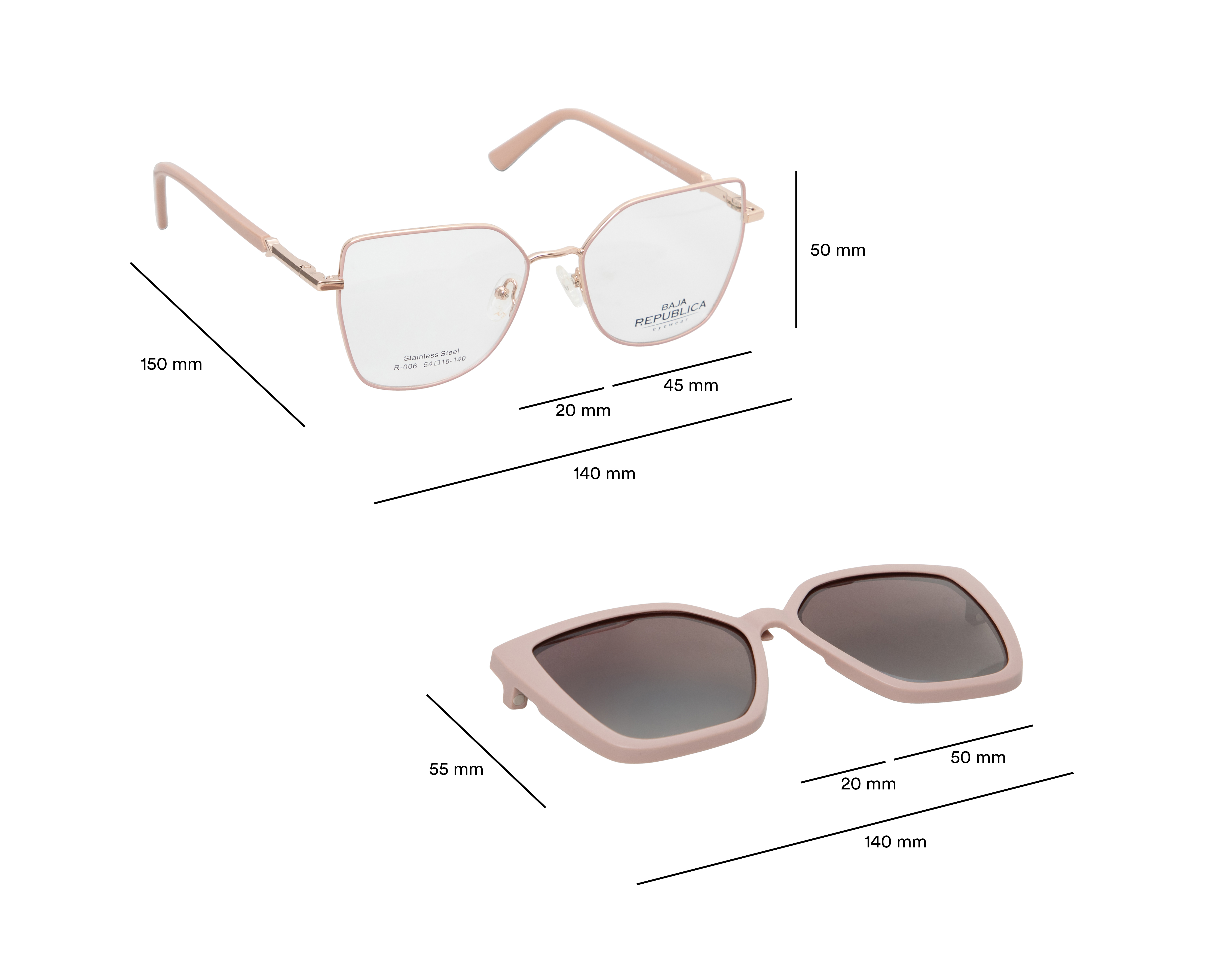 Foto 9 pulgar | Foto 8 | Armazón Oftálmico con Clip-on para Mujer Baja Republica Cuadrado Oro Rosa