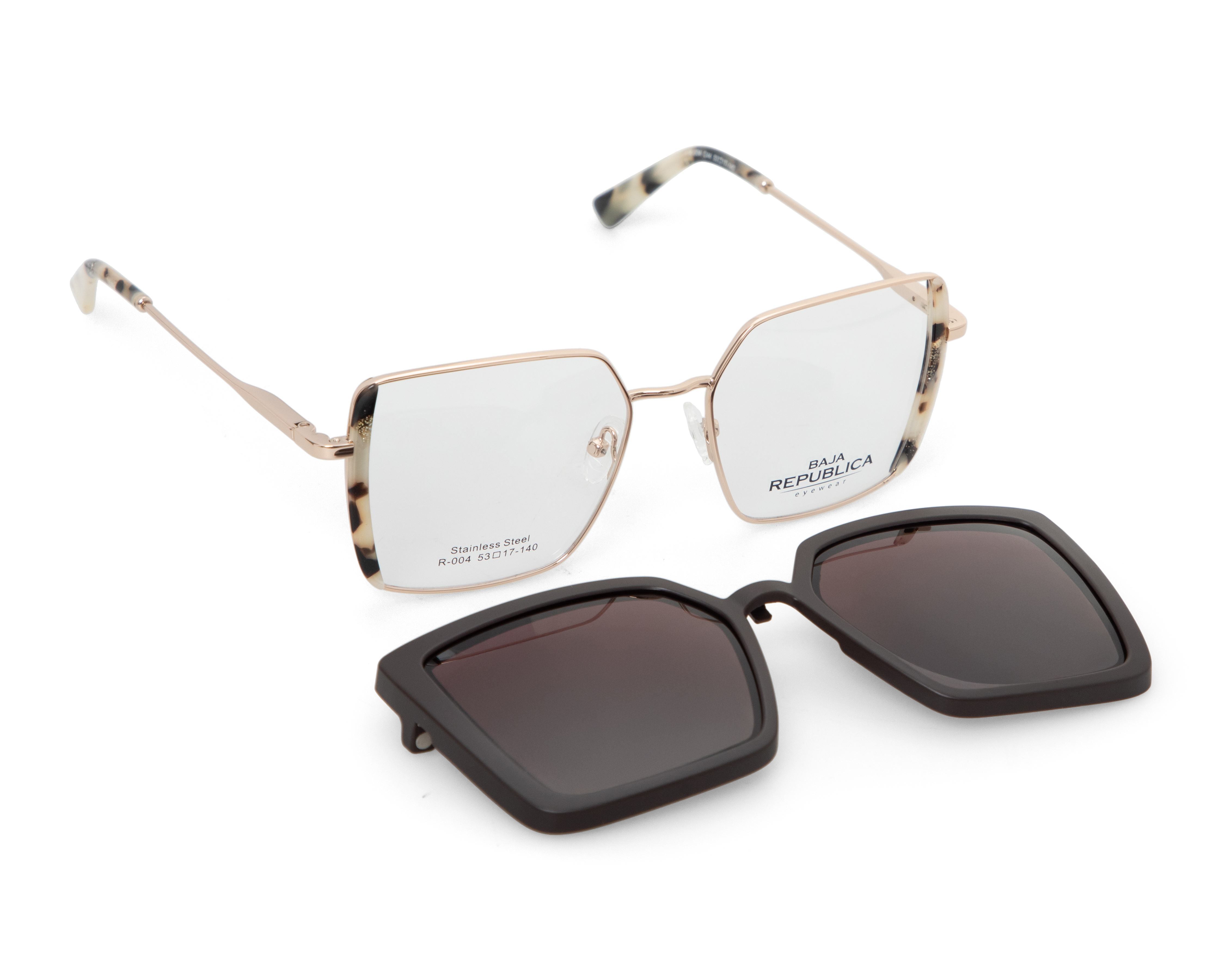 Armazón Oftálmico con Clip-on para Mujer Baja Republica Cuadrado Carey