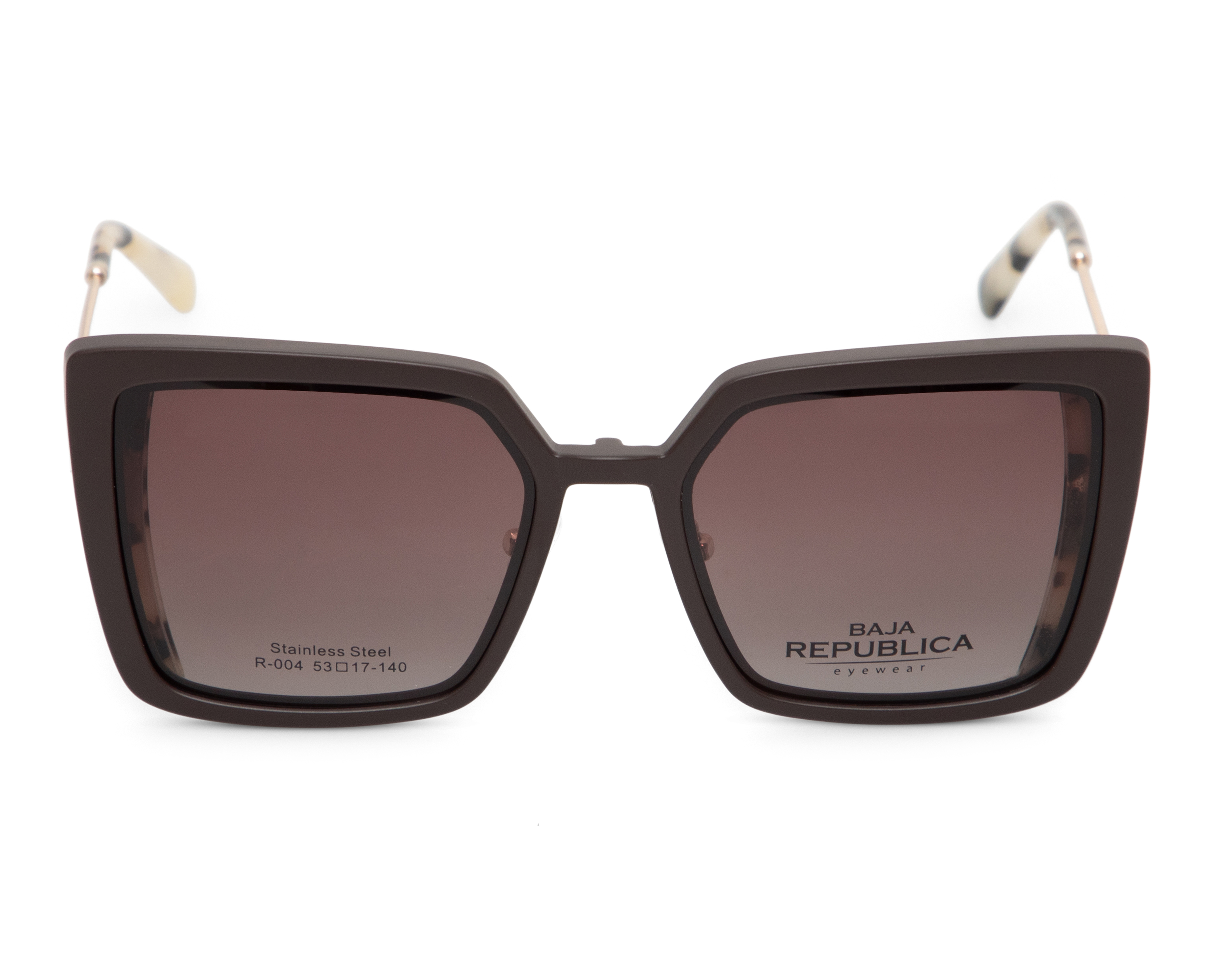 Foto 4 pulgar | Foto 3 | Armazón Oftálmico con Clip-on para Mujer Baja Republica Cuadrado Carey