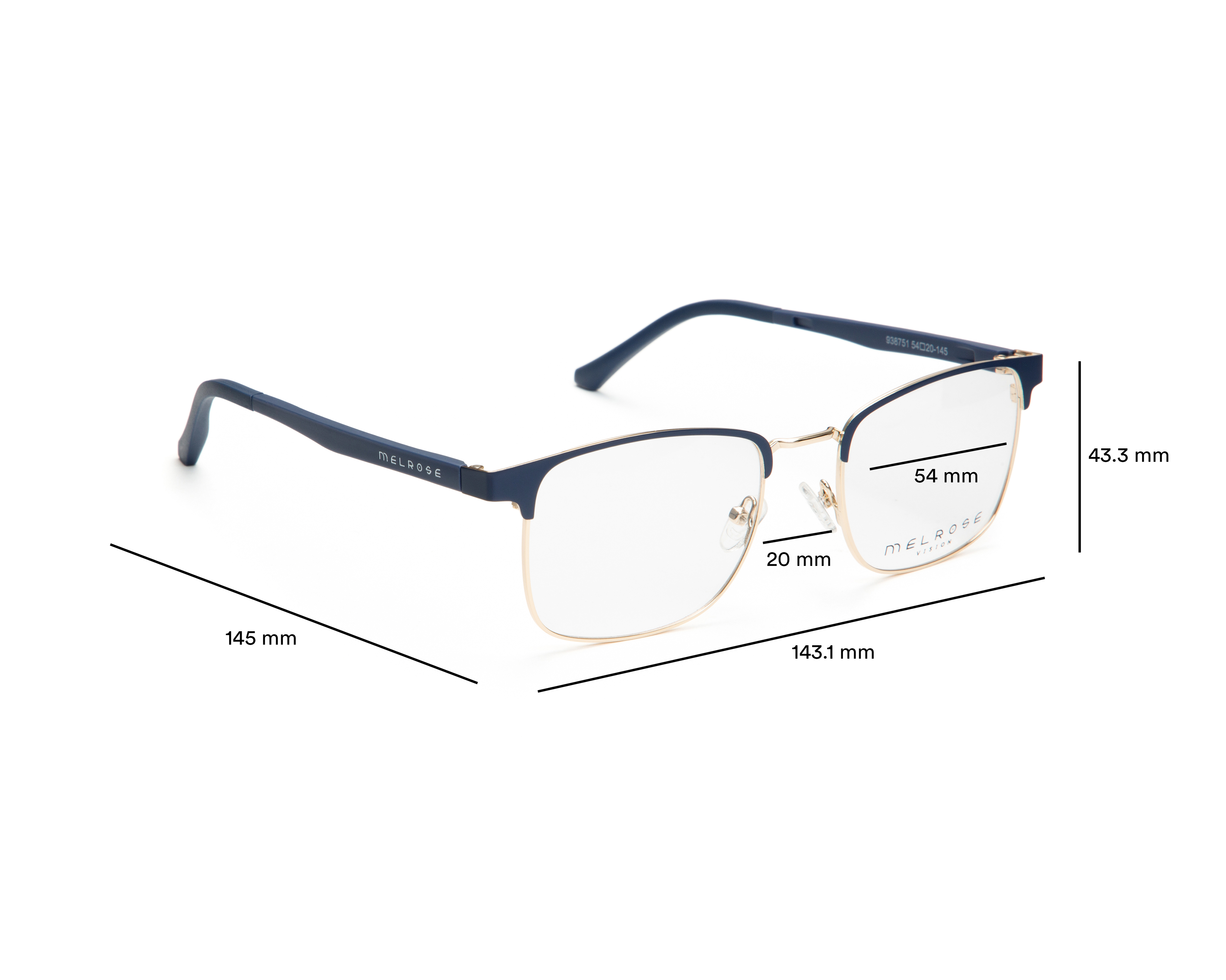 Foto 7 | Foto 7 | Armazón Oftálmico Unisex Melrose Cuadrados Azul Marino
