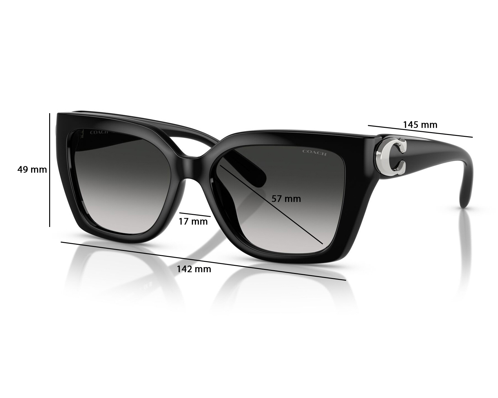 Foto 8 pulgar | Foto 7 | Lentes de Sol para Mujer Coach Rectangulares Negros