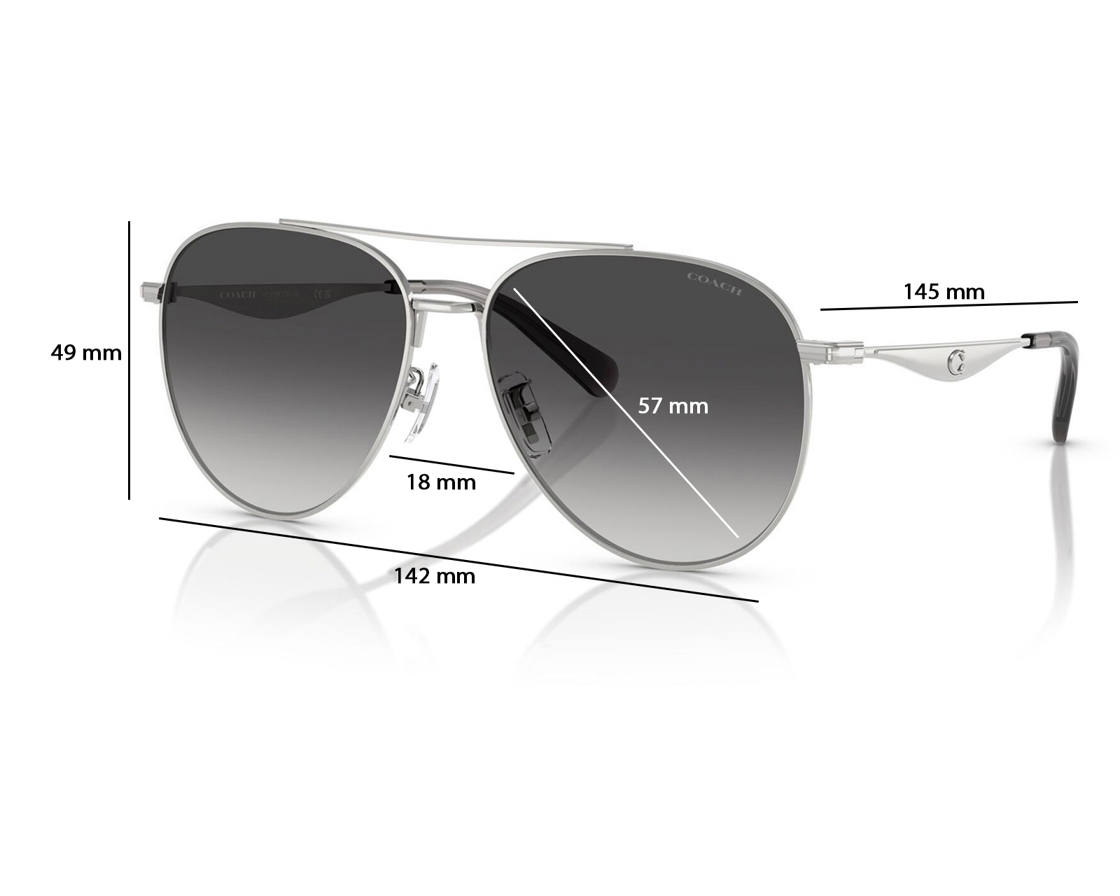 Foto 8 pulgar | Foto 7 | Lentes de Sol para Mujer Coach Aviador Plateado