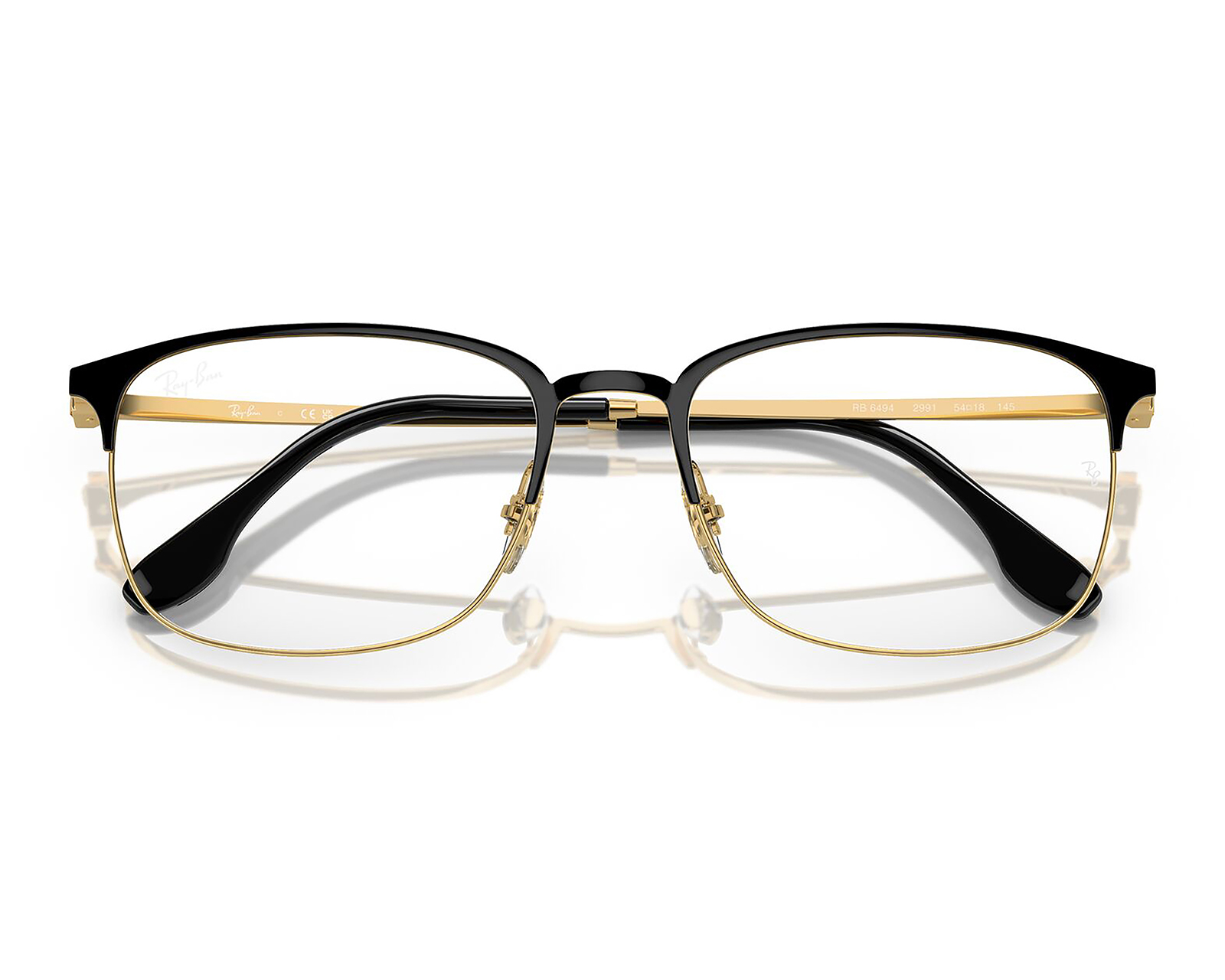 Foto 6 pulgar | Foto 5 | Armazón Oftálmico Unisex Ray-Ban Rectangular Dorado