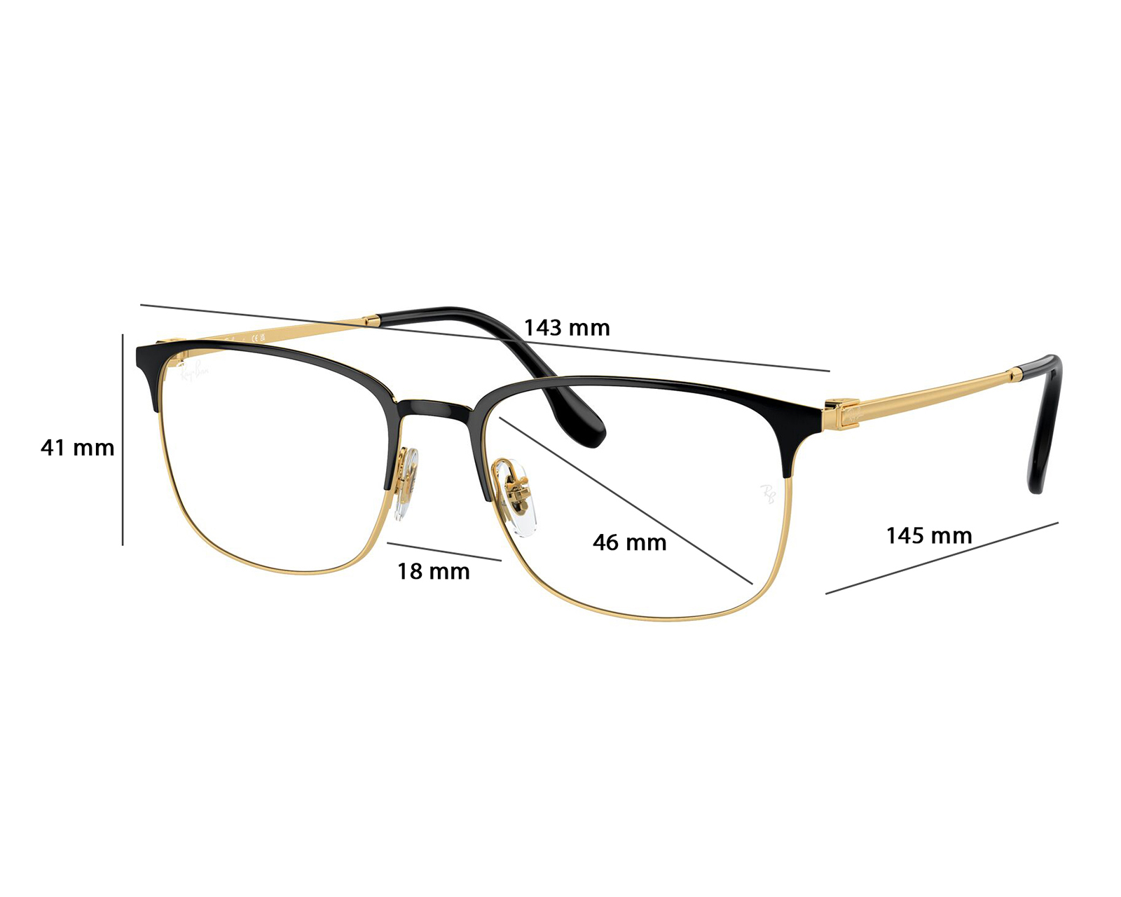 Foto 7 pulgar | Foto 6 | Armazón Oftálmico Unisex Ray-Ban Rectangular Dorado