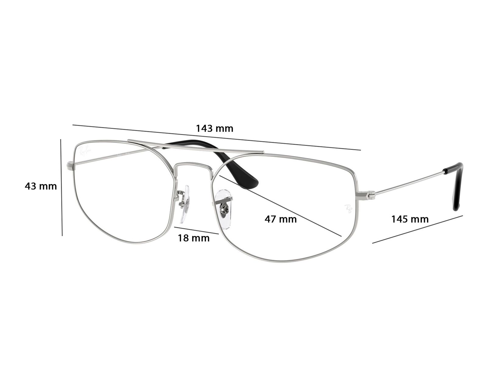 Foto 7 pulgar | Foto 6 | Armazón Oftálmico Unisex Ray-Ban Aviador Plateado