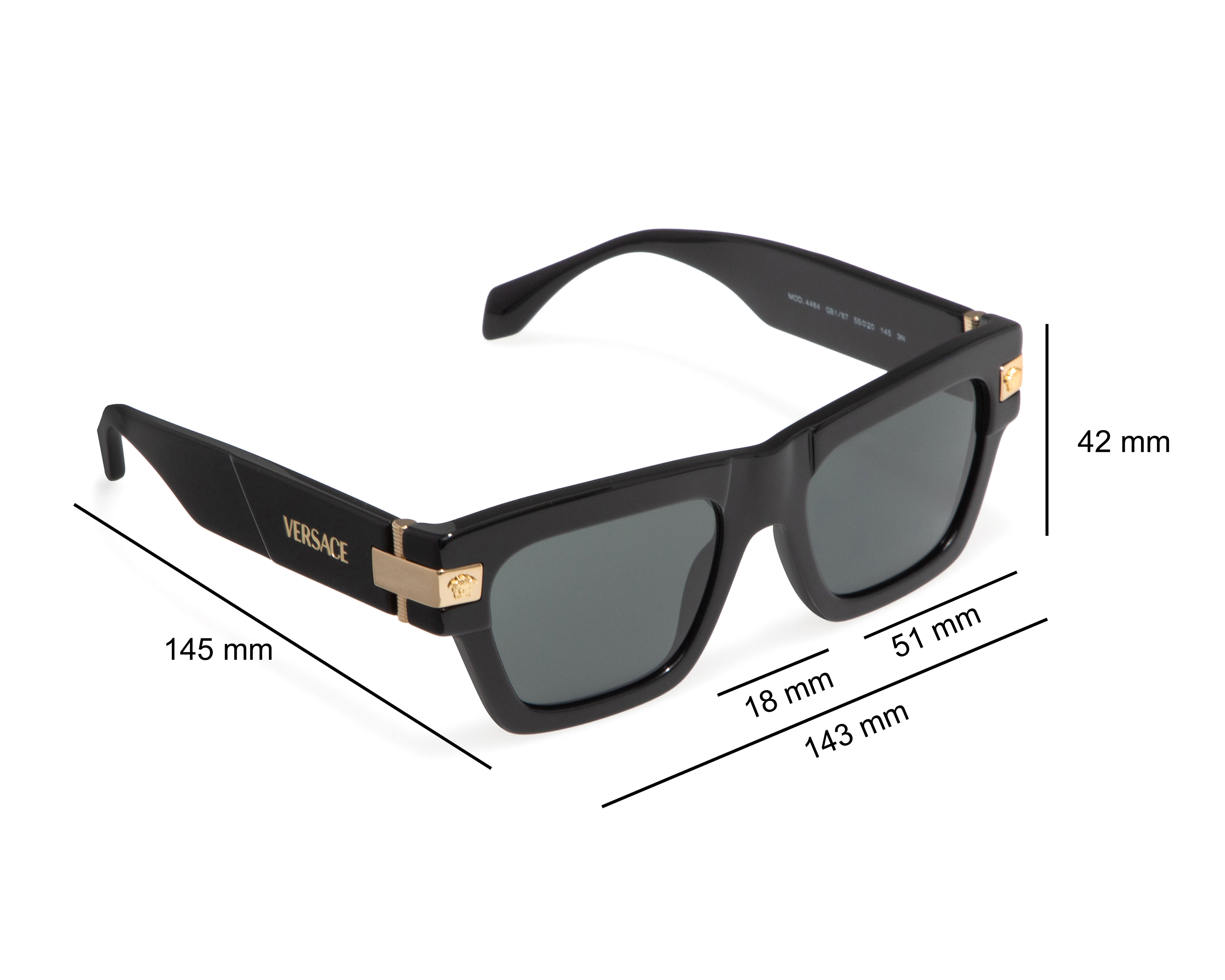 Foto 8 pulgar | Foto 7 | Lentes de Sol Unisex Versace Cuadrados 0VE4464 Negros