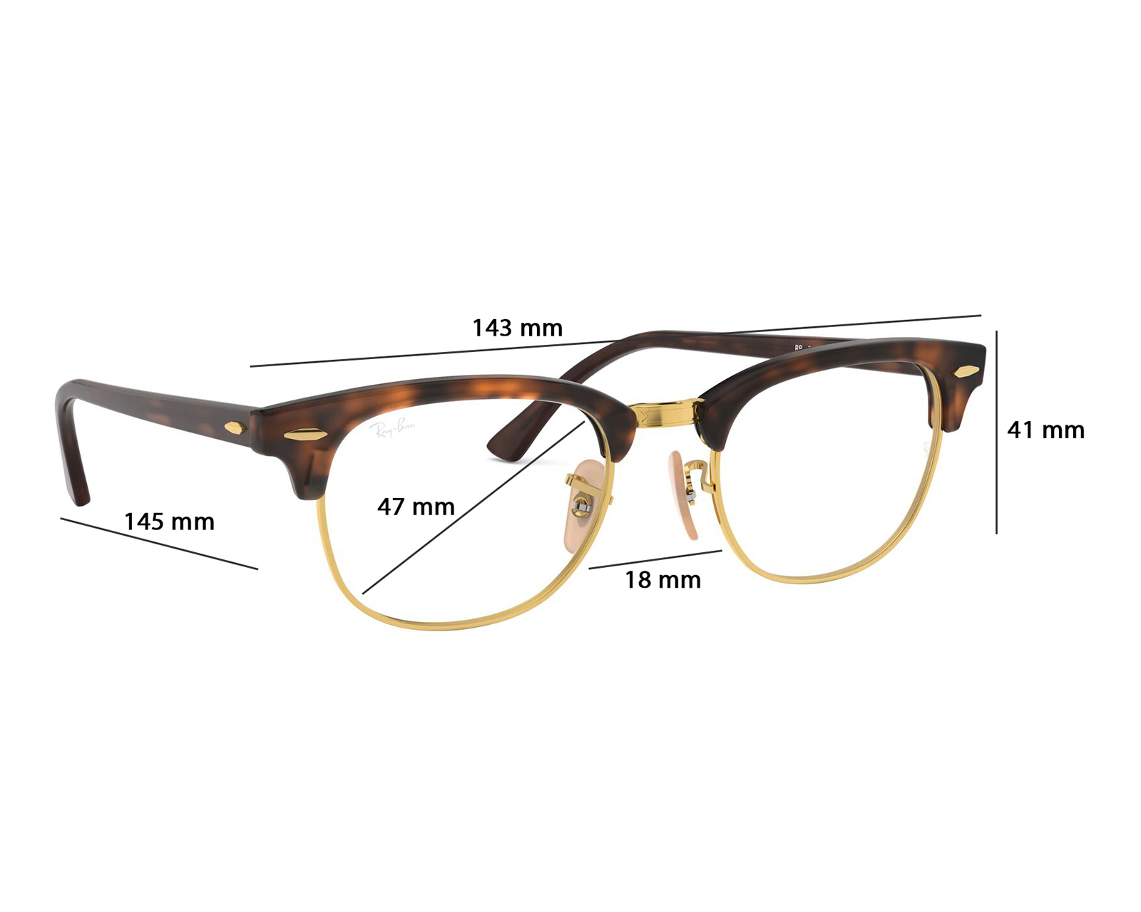 Foto 6 | Foto 6 | Armazón Oftálmico Unisex Ray-Ban Clubmaster Dorado