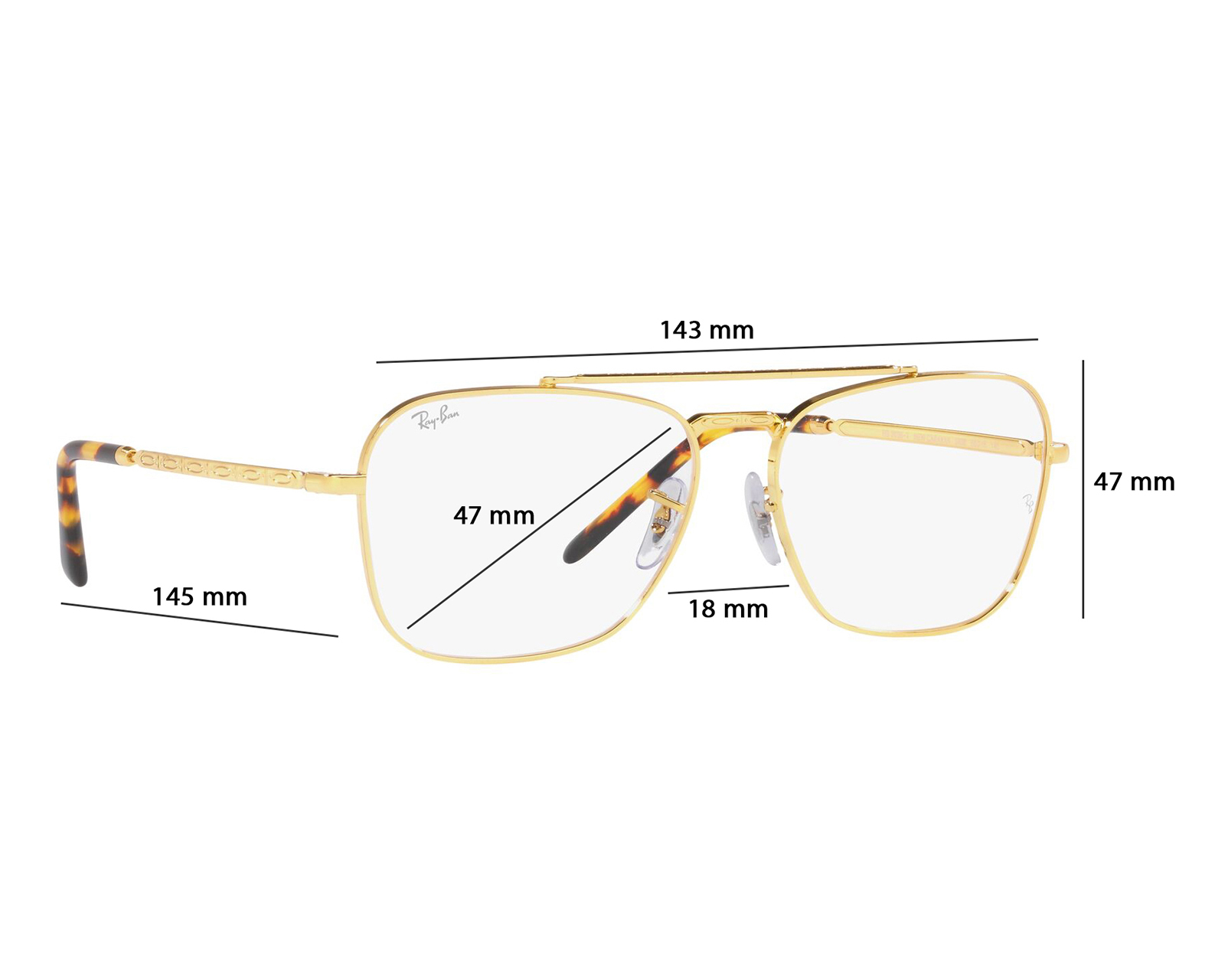 Foto 7 pulgar | Foto 6 | Armazón Oftálmico Unisex Ray-Ban Aviador Dorado