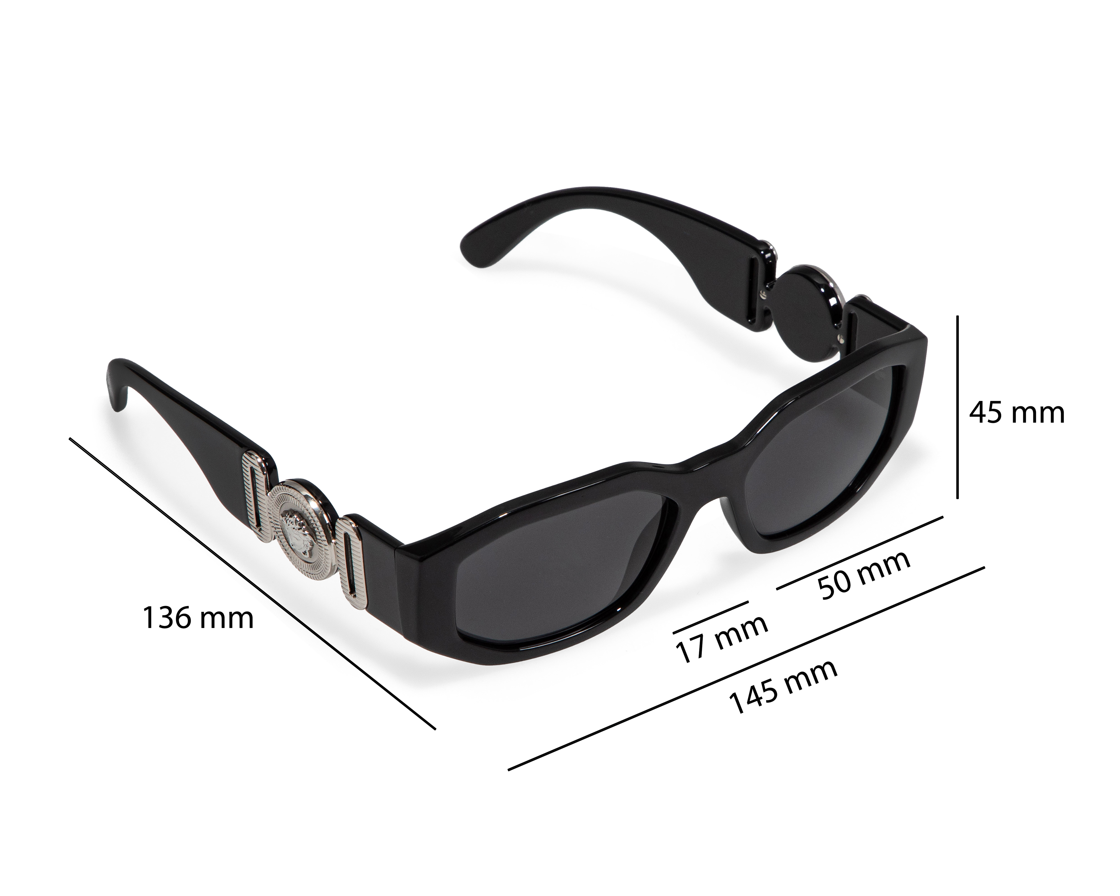 Foto 8 pulgar | Foto 7 | Lentes de Sol Unisex Versace Rectangulares Negros