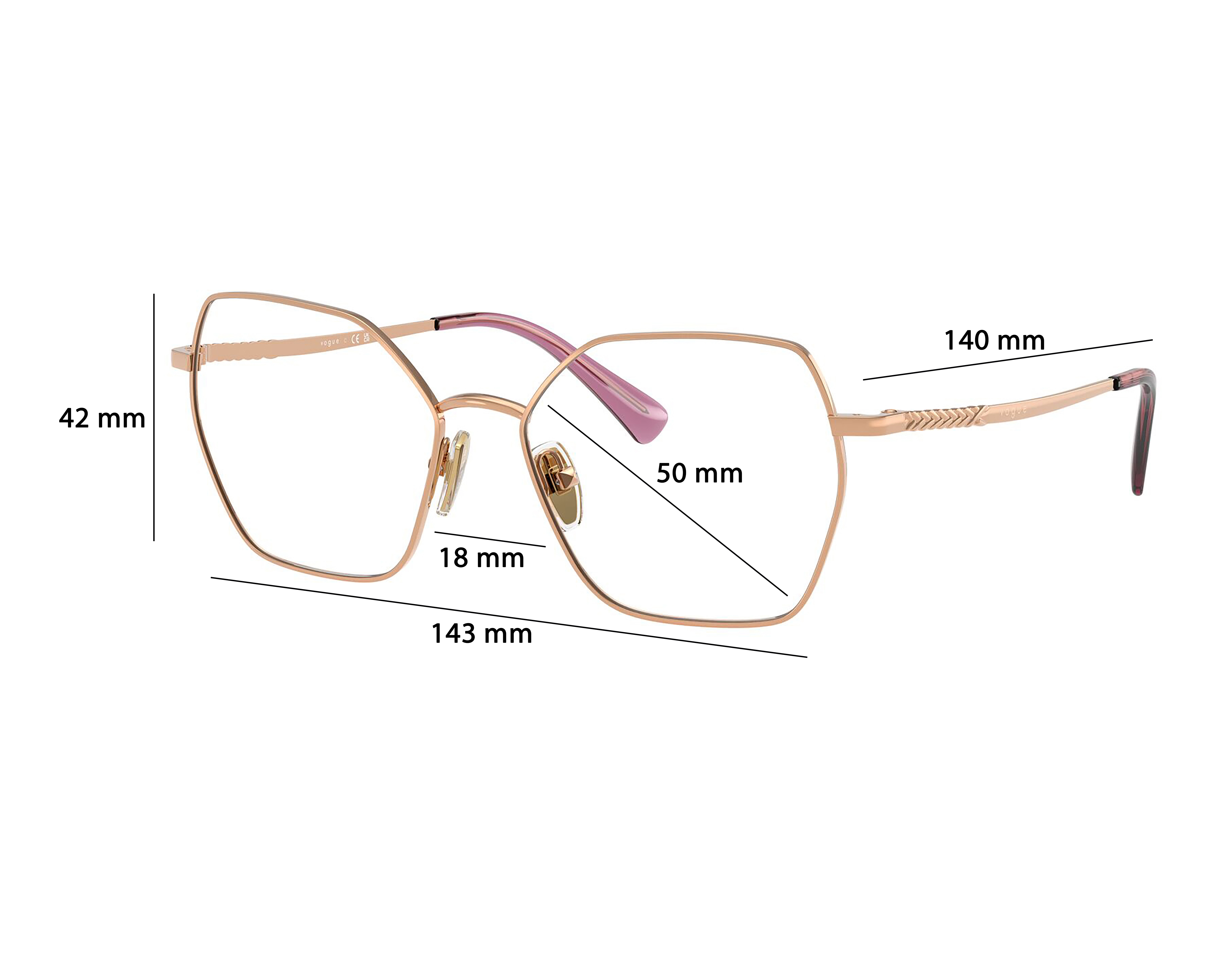 Foto 6 | Foto 6 | Armazón Oftálmico para Mujer Vogue Hexagonal Dorado