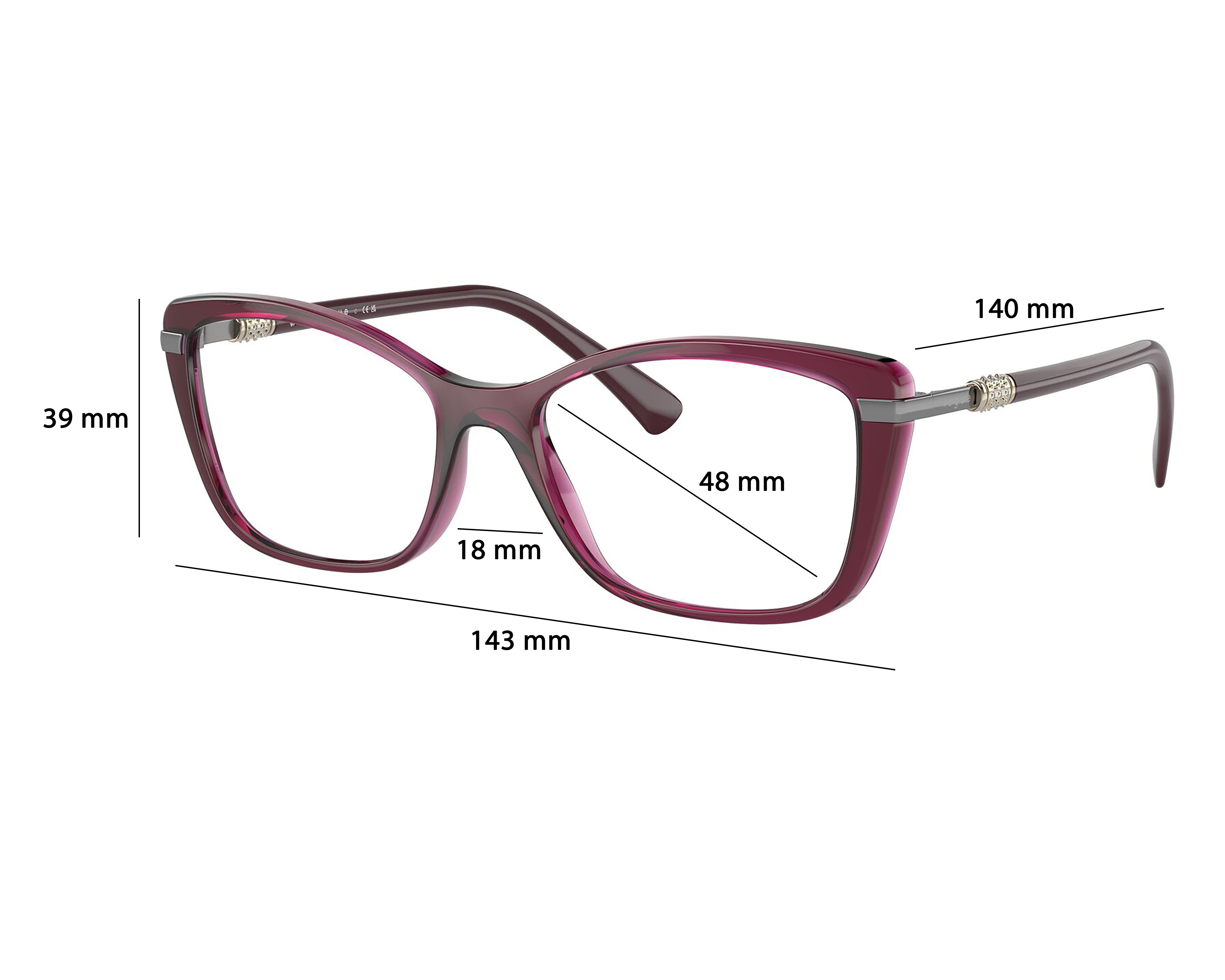 Foto 6 | Foto 6 | Armazón Oftálmico para Mujer Vogue Cat Eye Tinto