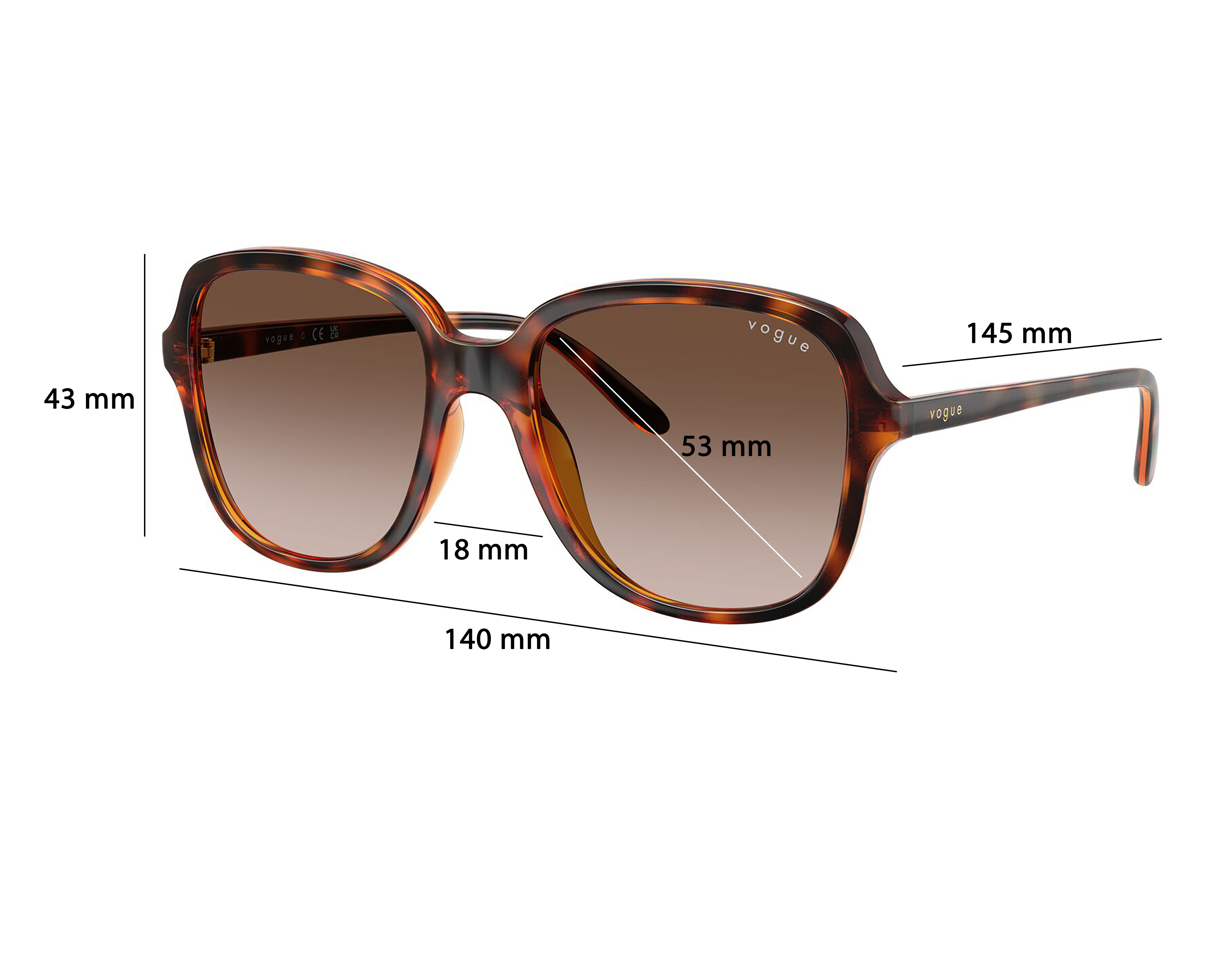 Foto 7 | Foto 7 | Lentes de Sol para Mujer Vogue Cuadrados Cafés