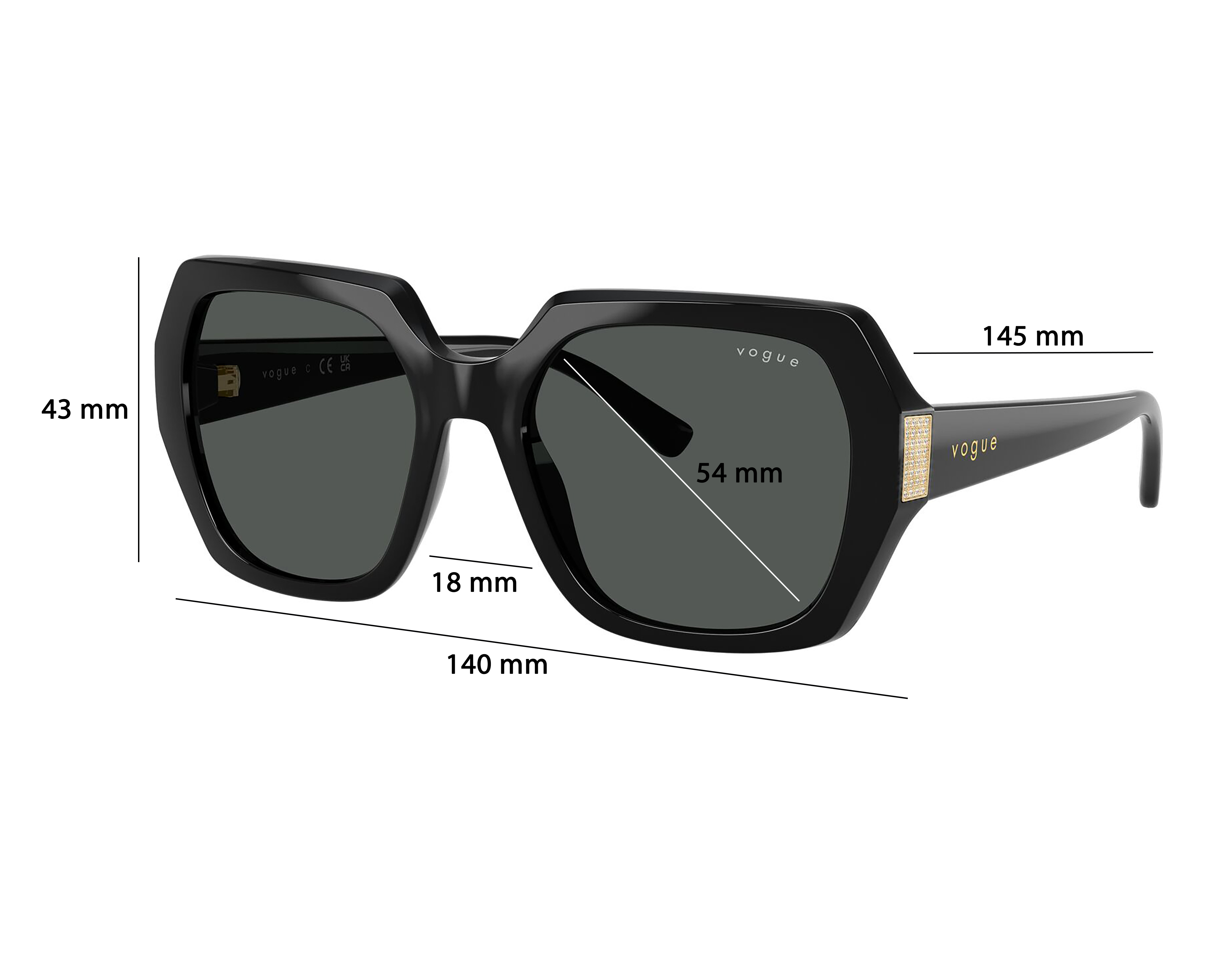 Foto 8 pulgar | Foto 7 | Lentes de Sol para Mujer Vogue Cuadrados Negros