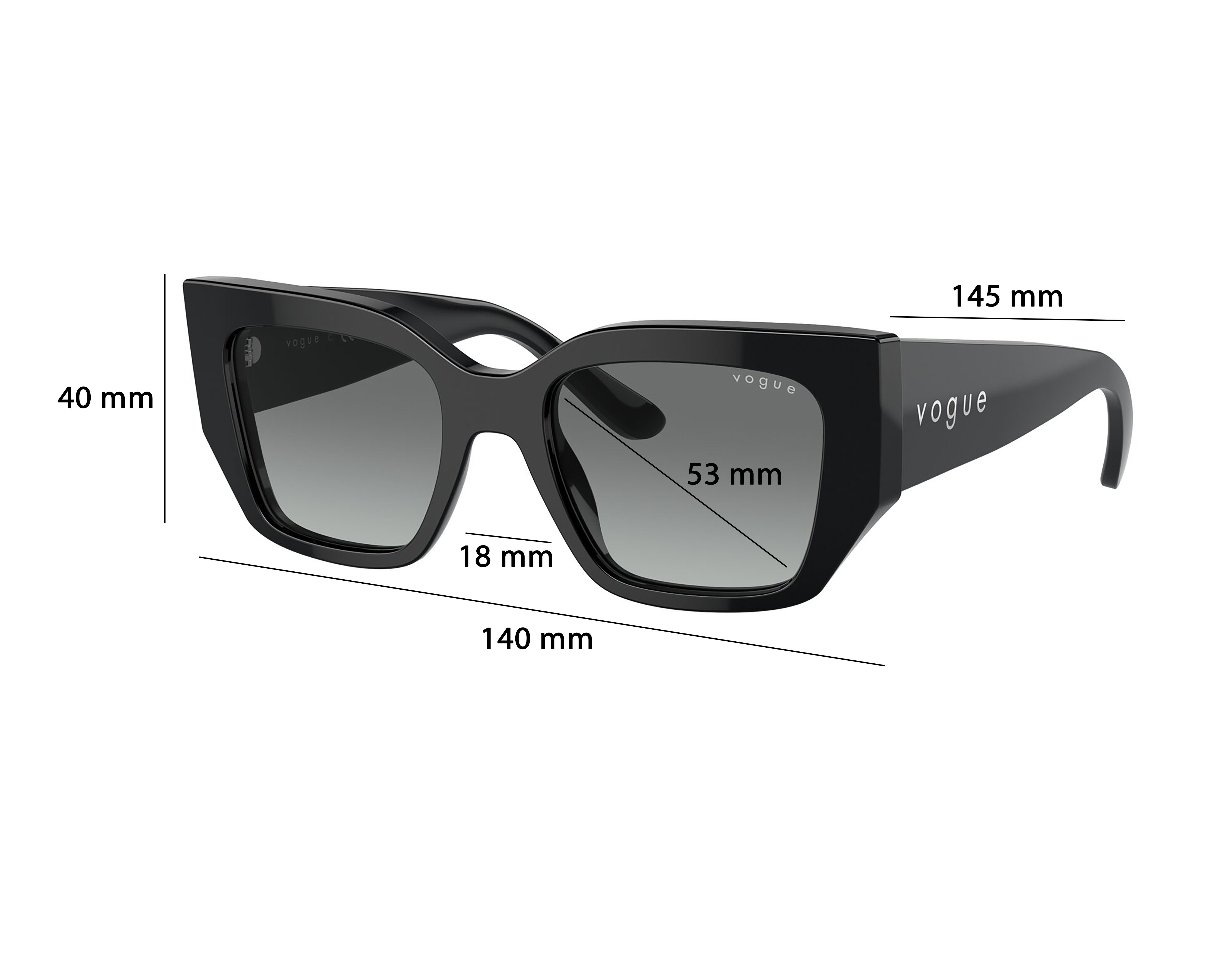 Foto 7 | Foto 7 | Lentes de Sol para Mujer Vogue Rectangular Negro