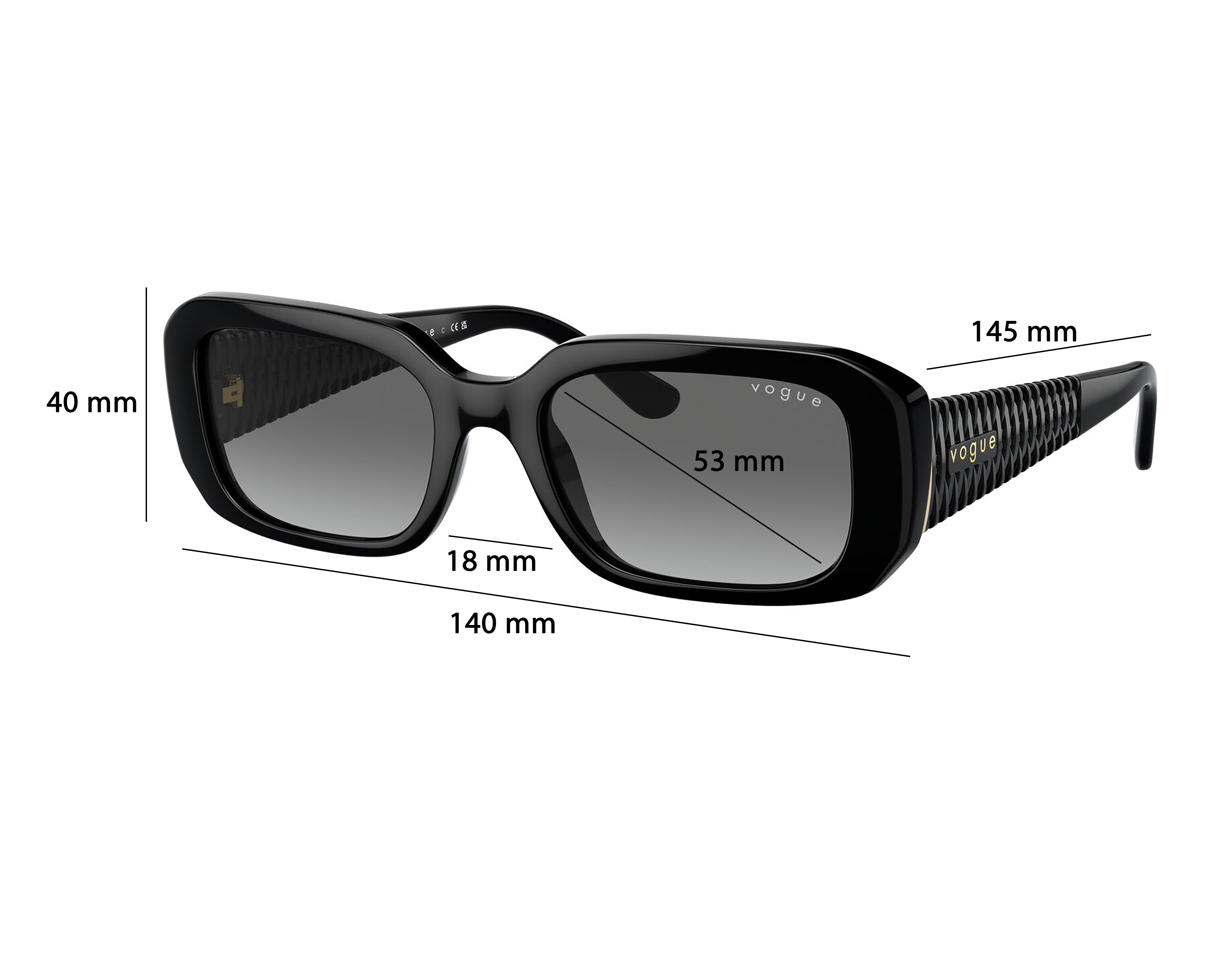 Foto 7 pulgar | Foto 6 | Lentes de Sol para Mujer Vogue Rectangulares Negros