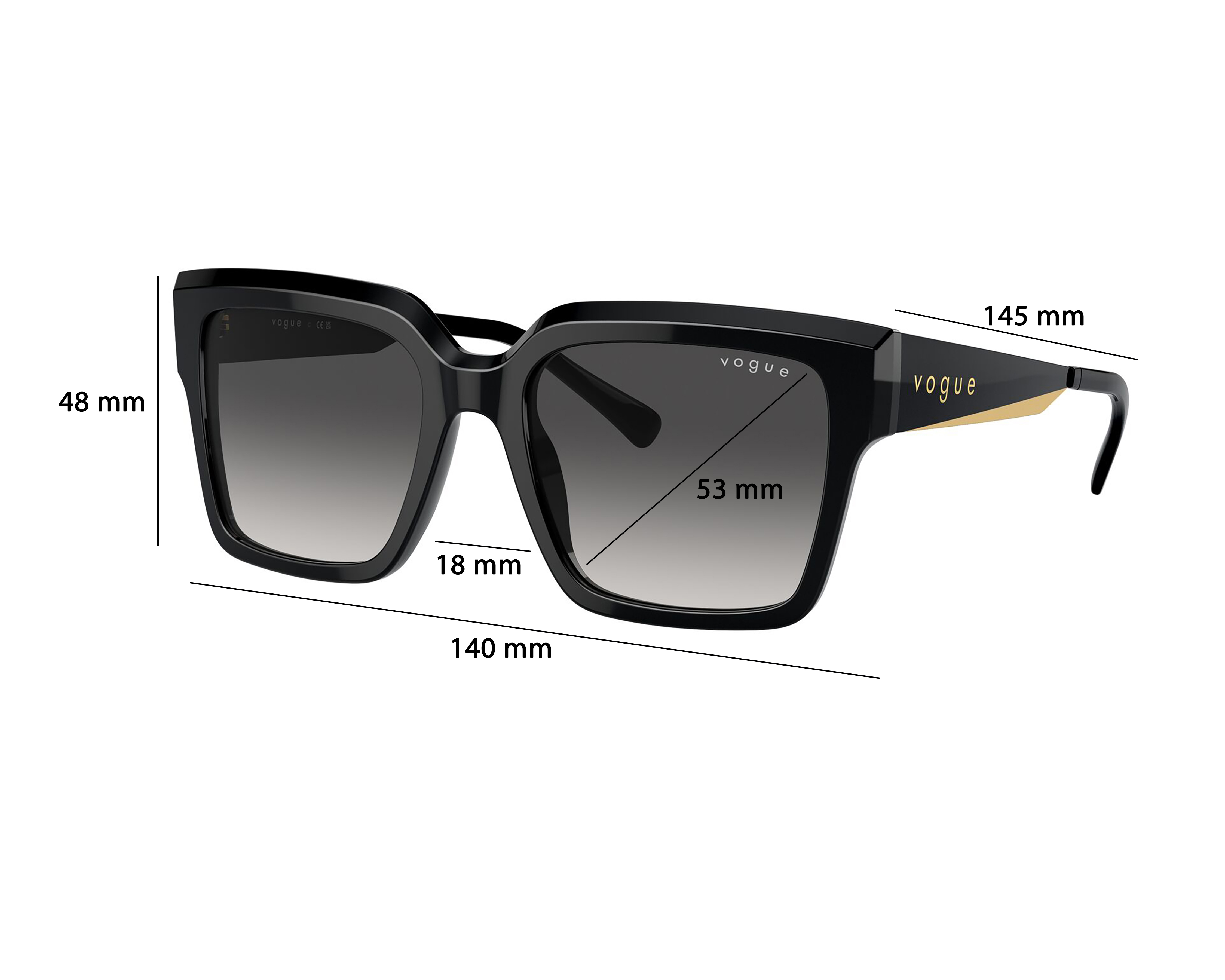 Foto 7 | Foto 7 | Lentes de Sol para Mujer Vogue Cuadrados Negro