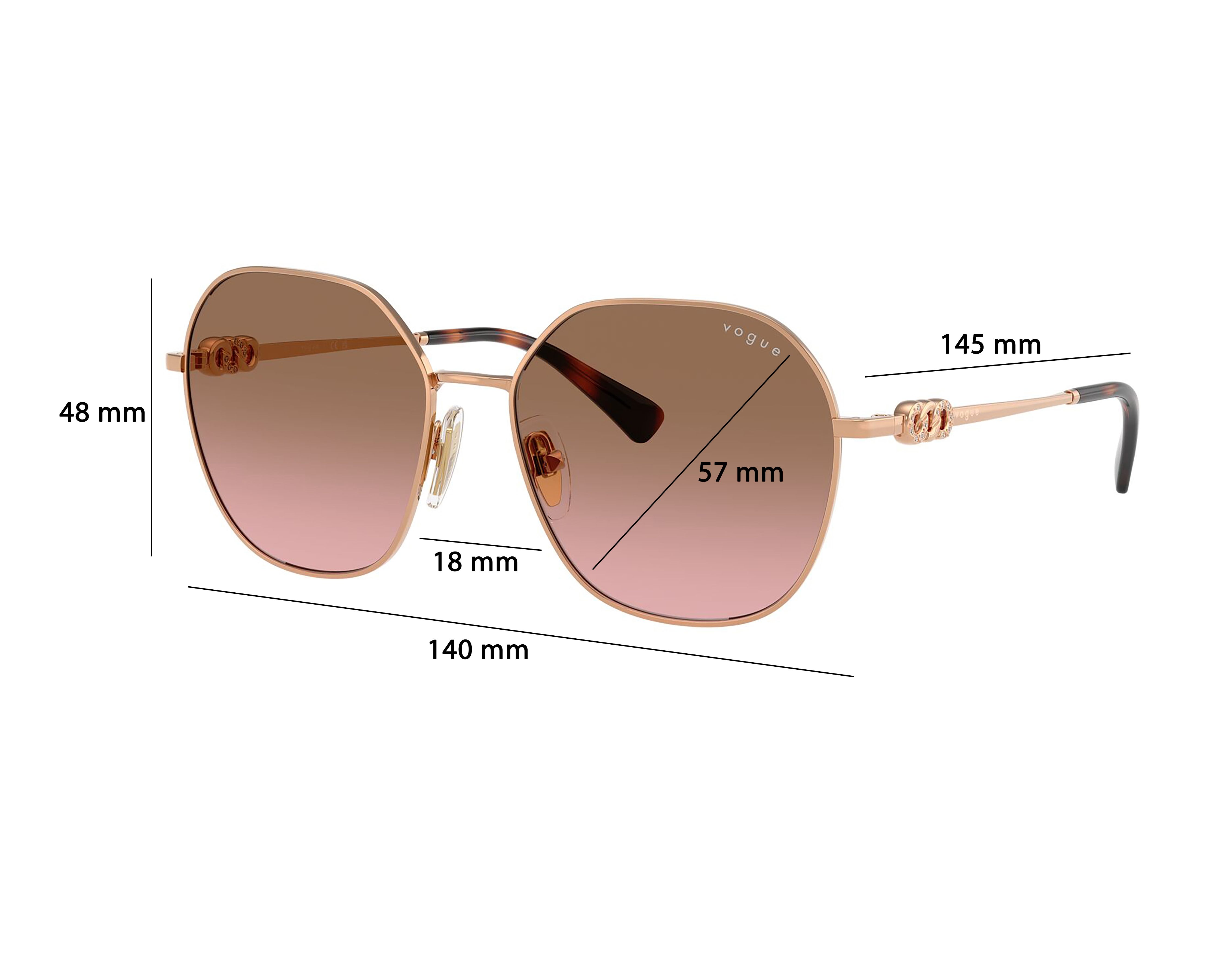 Foto 7 | Foto 7 | Lentes de Sol para Mujer Vogue Redondos Oro Rosa