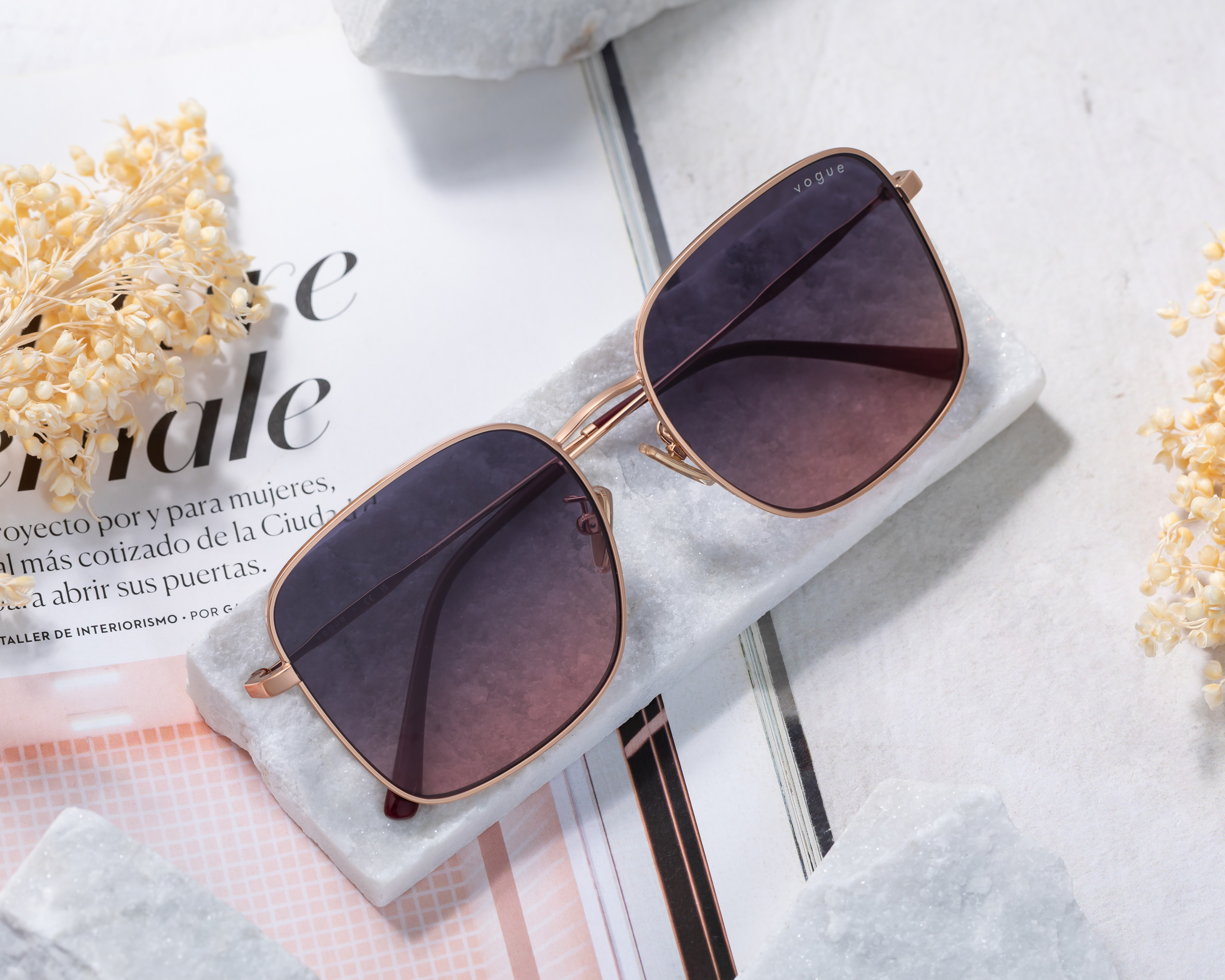 Foto 6 | Foto 6 | Lentes de Sol para Mujer Vogue Cuadrados Dorados