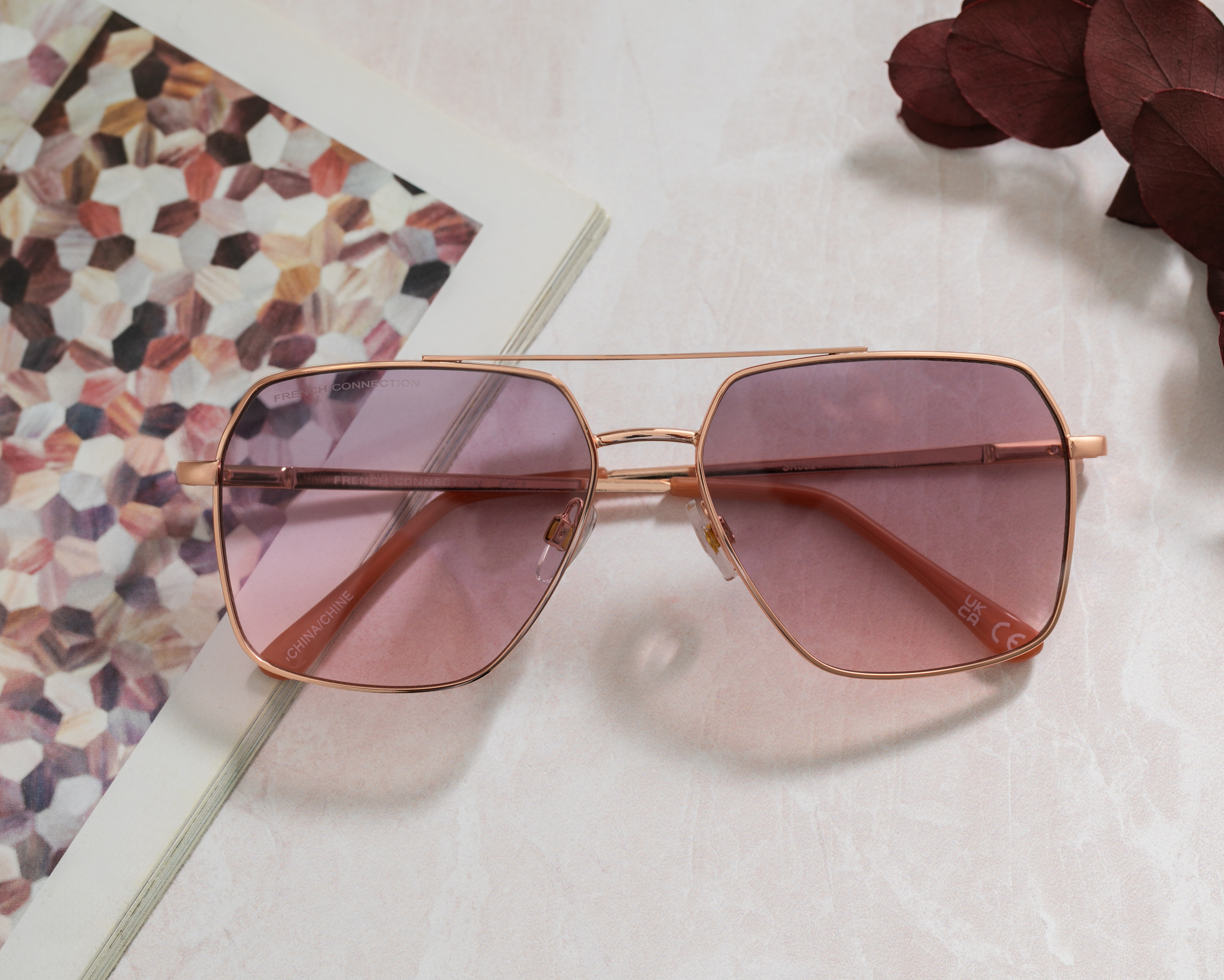 Foto 6 | Foto 6 | Lentes de Sol para Mujer French Connection Aviador Oro Rosa
