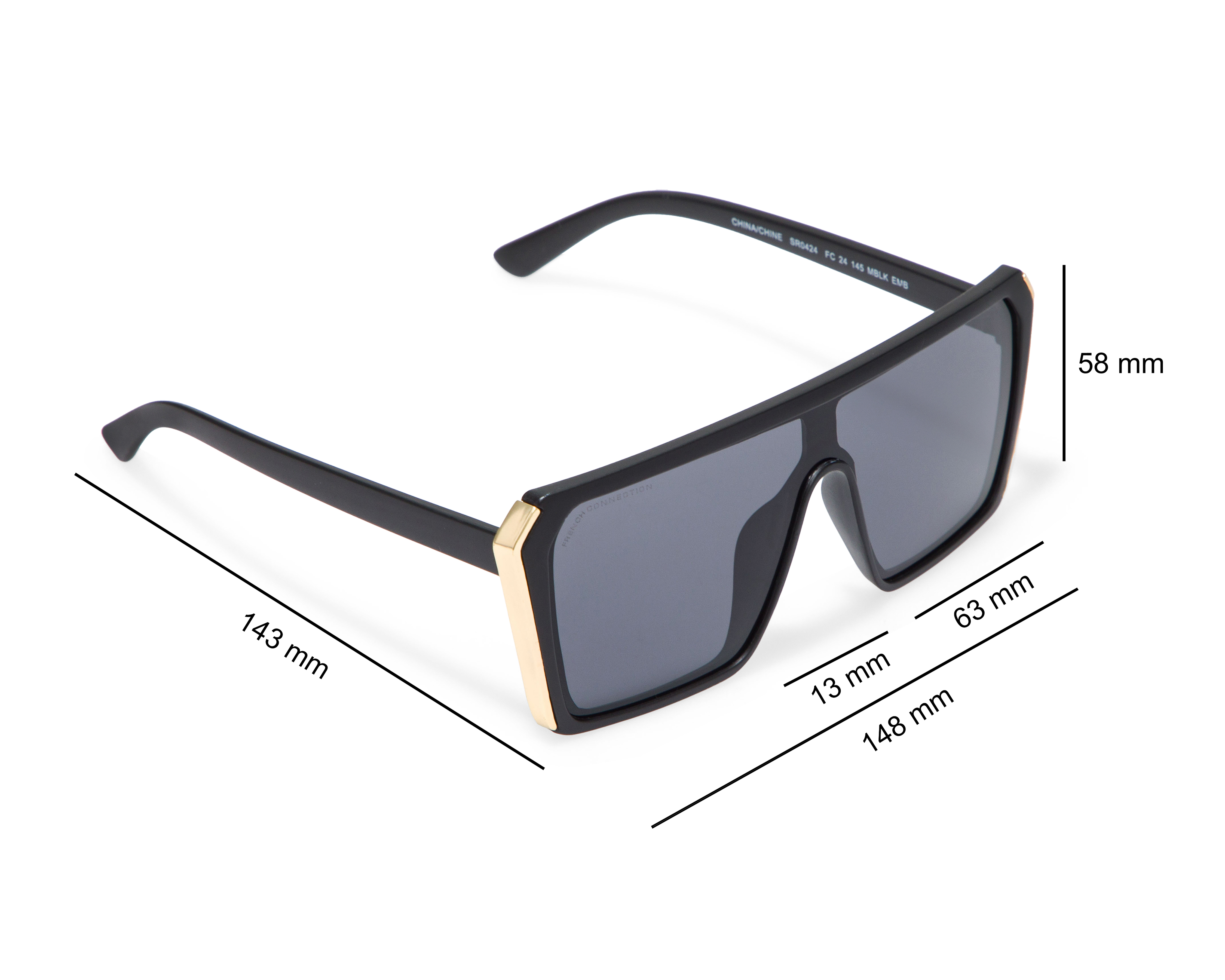 Foto 6 | Foto 6 | Lentes de Sol para Mujer French Connection Shield FC 24 145 MBLK Negros