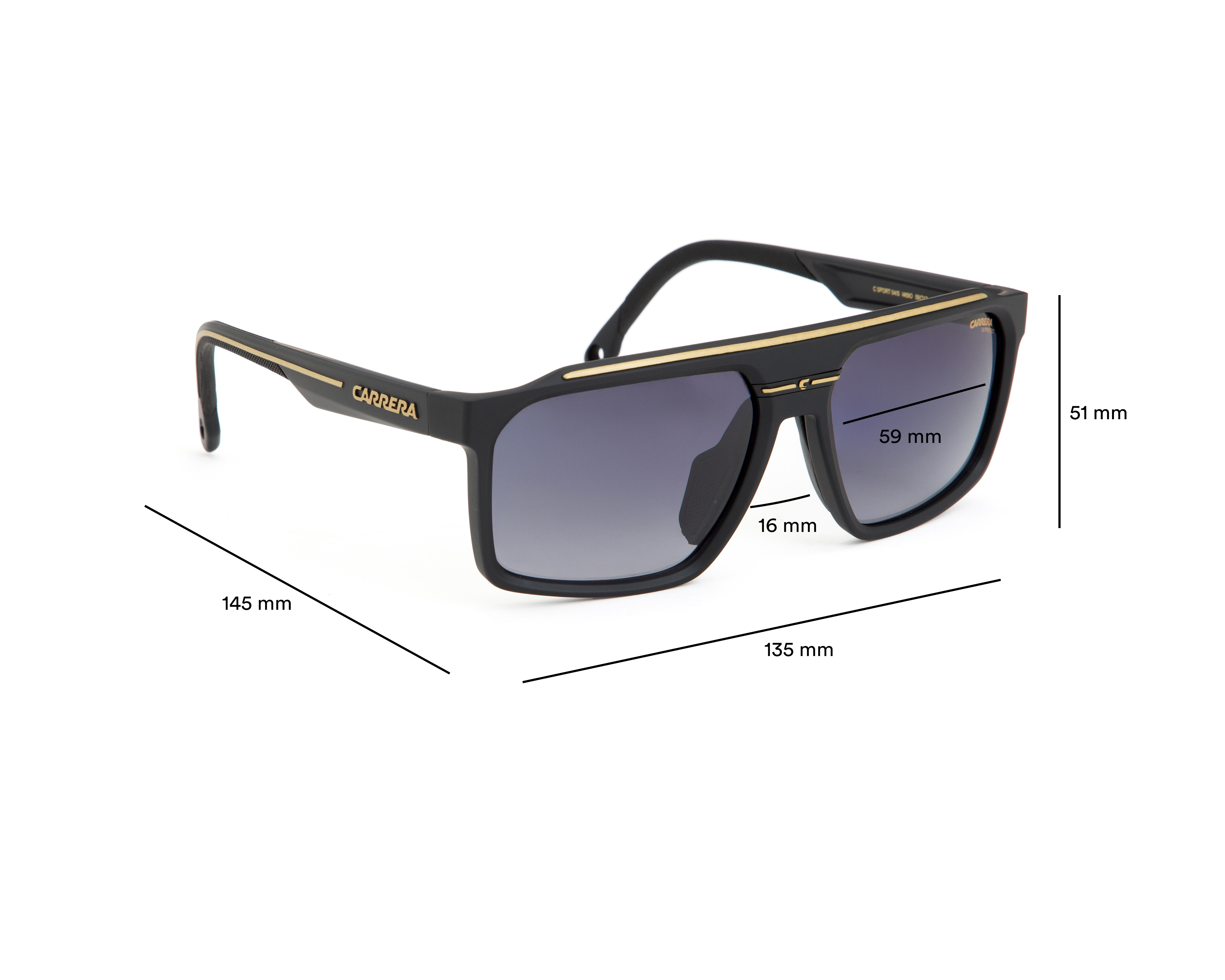 Foto 8 pulgar | Foto 7 | Lentes de Sol para Hombre Carrera Cuadrados Sport Negros