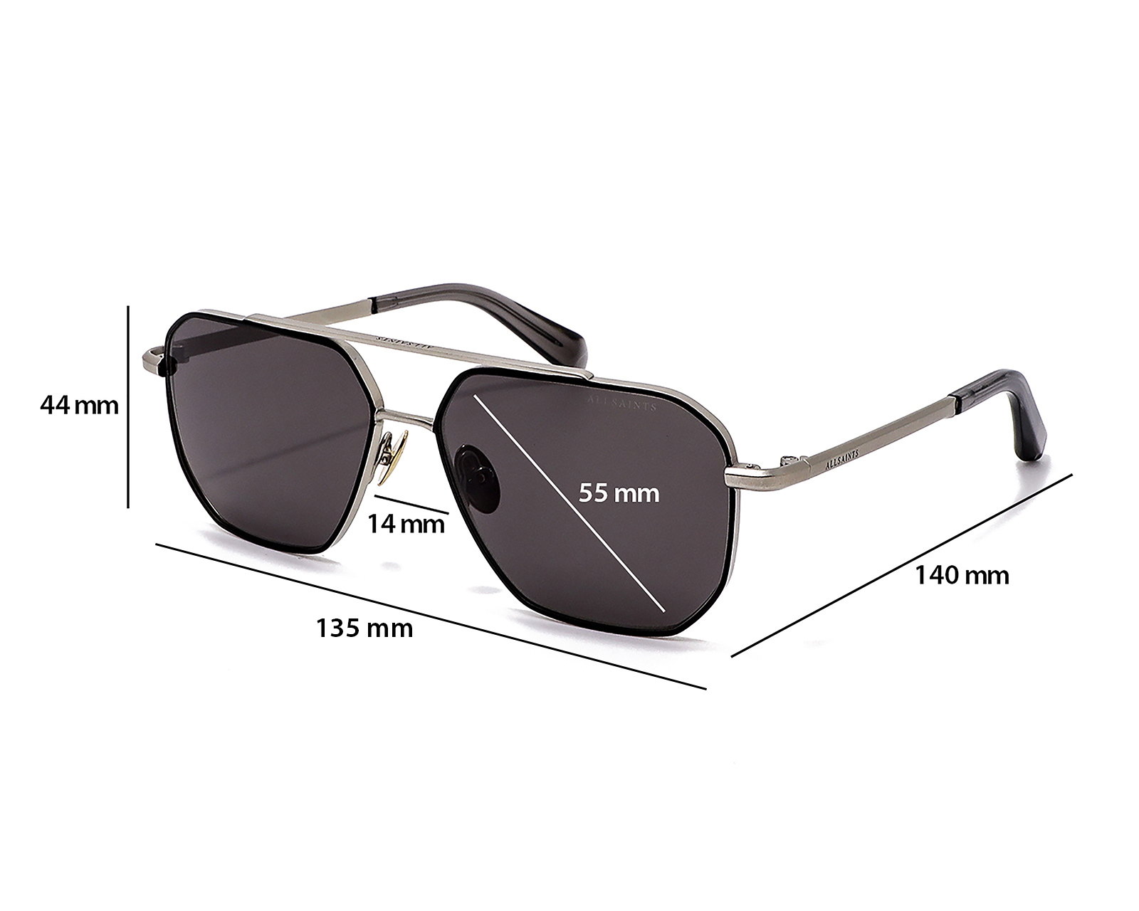Foto 7 pulgar | Foto 6 | Lentes de Sol para Hombre All Saints Hexagonales Negros