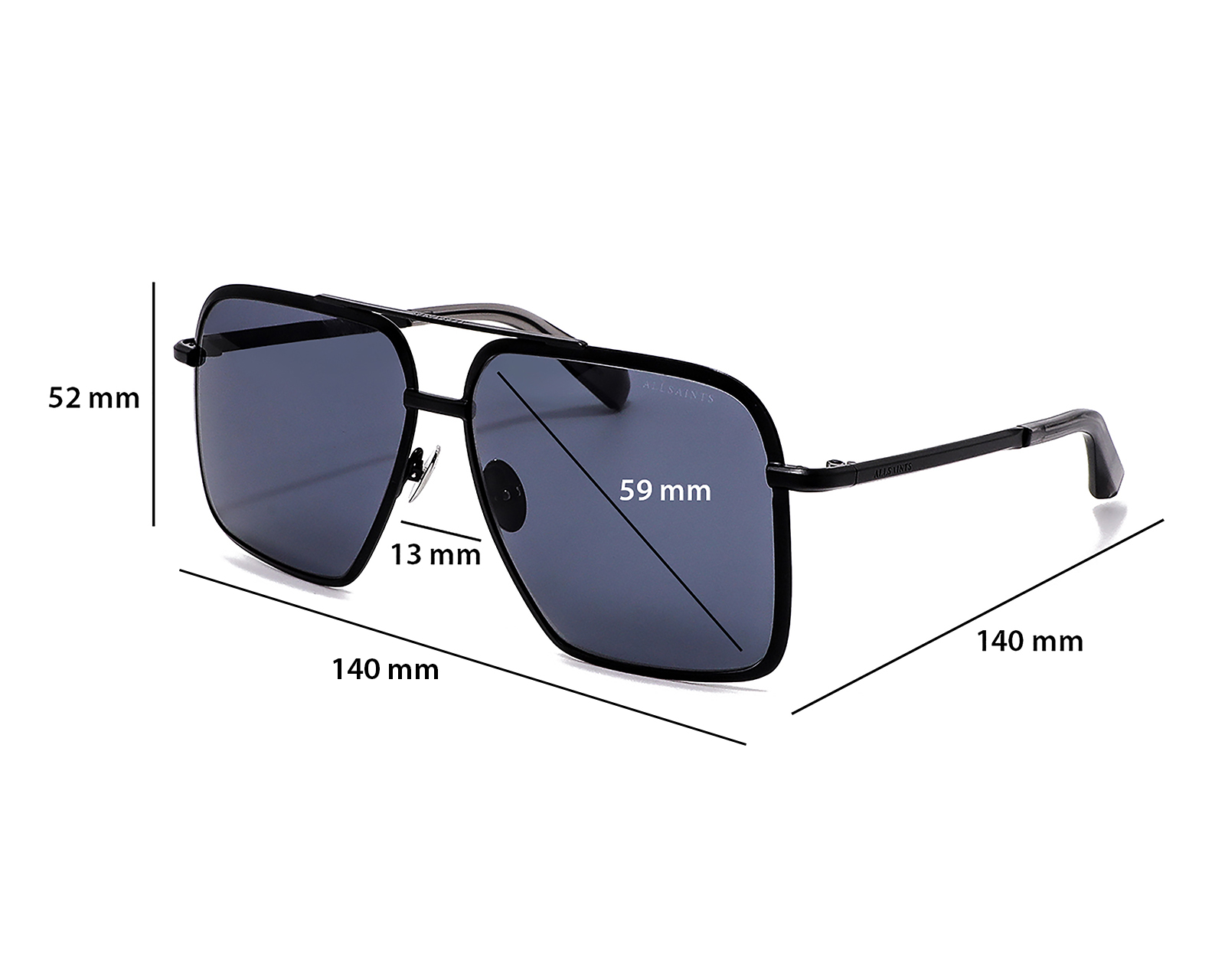 Foto 7 pulgar | Foto 6 | Lentes de Sol Unisex All Saint Aviador 07008 Negros