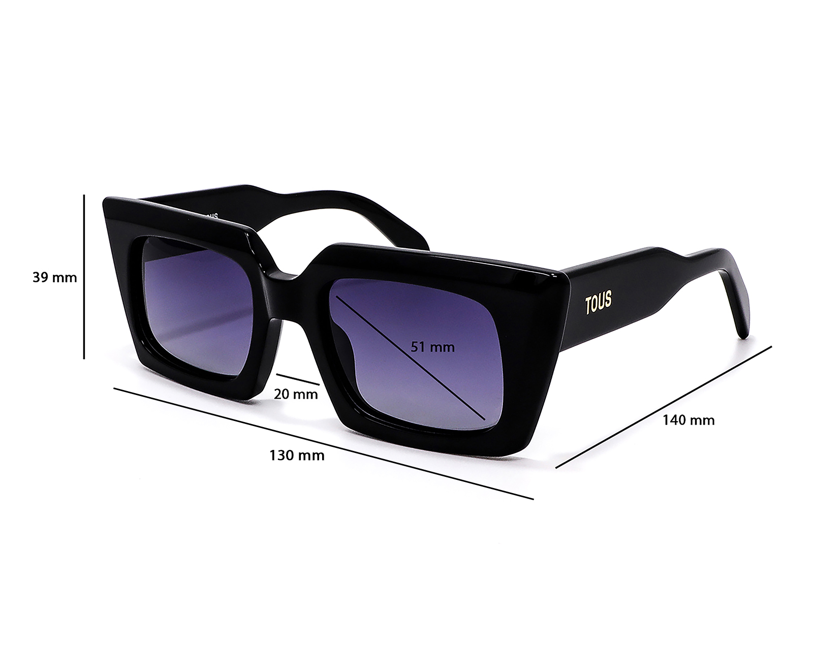 Foto 7 pulgar | Foto 6 | Lentes de Sol para Mujer Tous Cuadrados 00C96 Negro