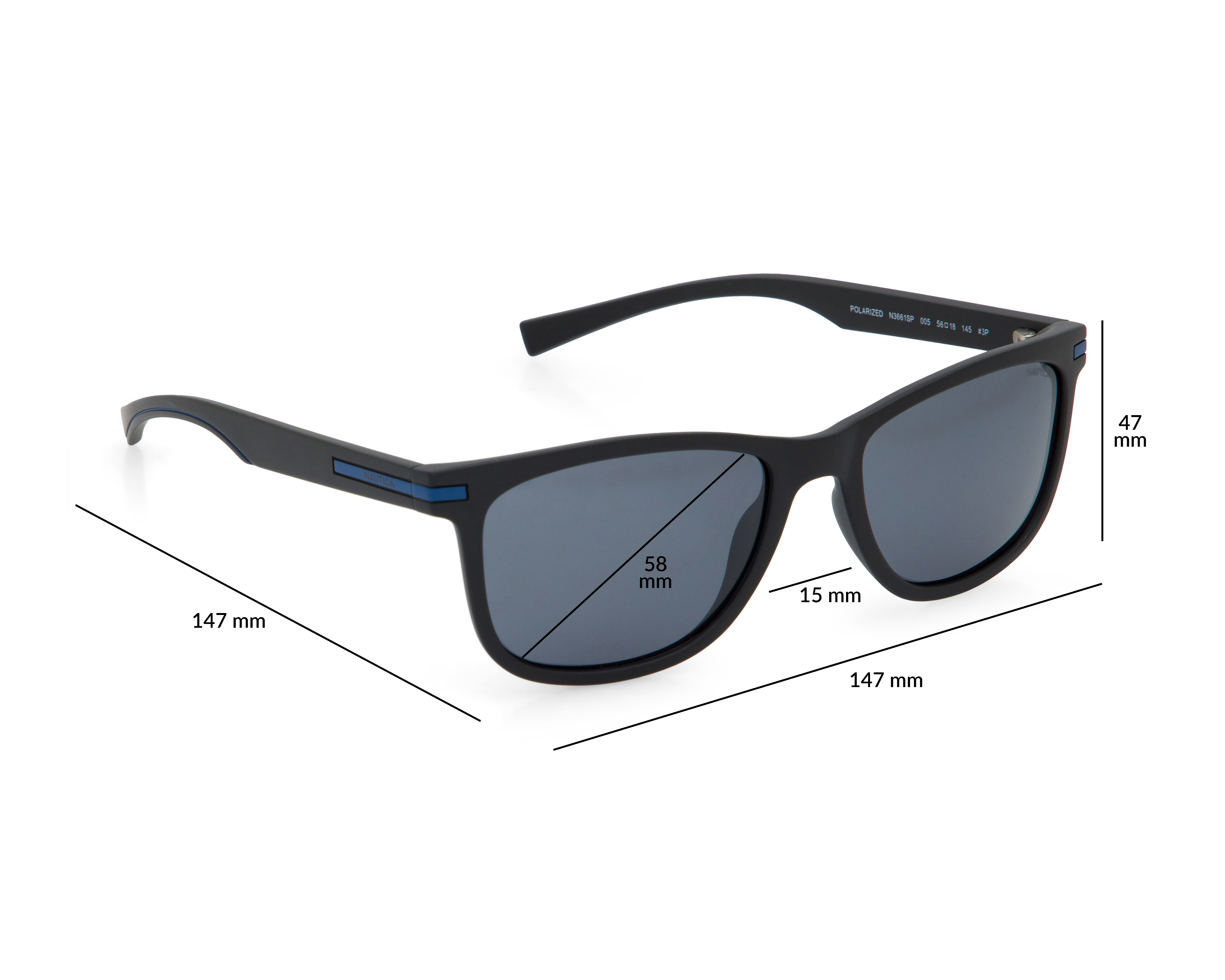 Foto 8 pulgar | Foto 7 | Lentes de Sol para Hombre Nautica Rectangulares Negros