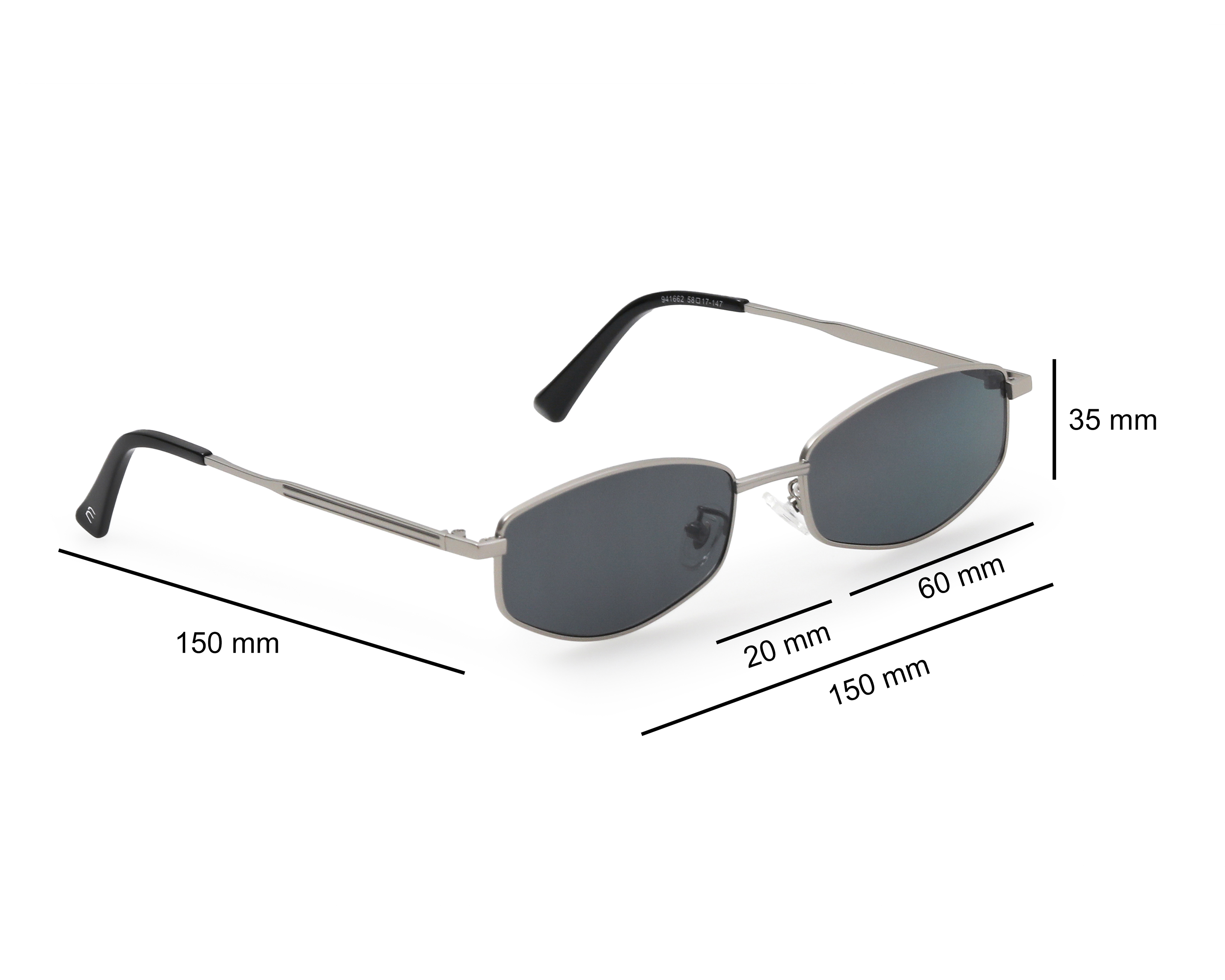 Foto 7 | Foto 7 | Lentes de Sol Unisex Melrose Rectangulares DB9092-C1 Gris