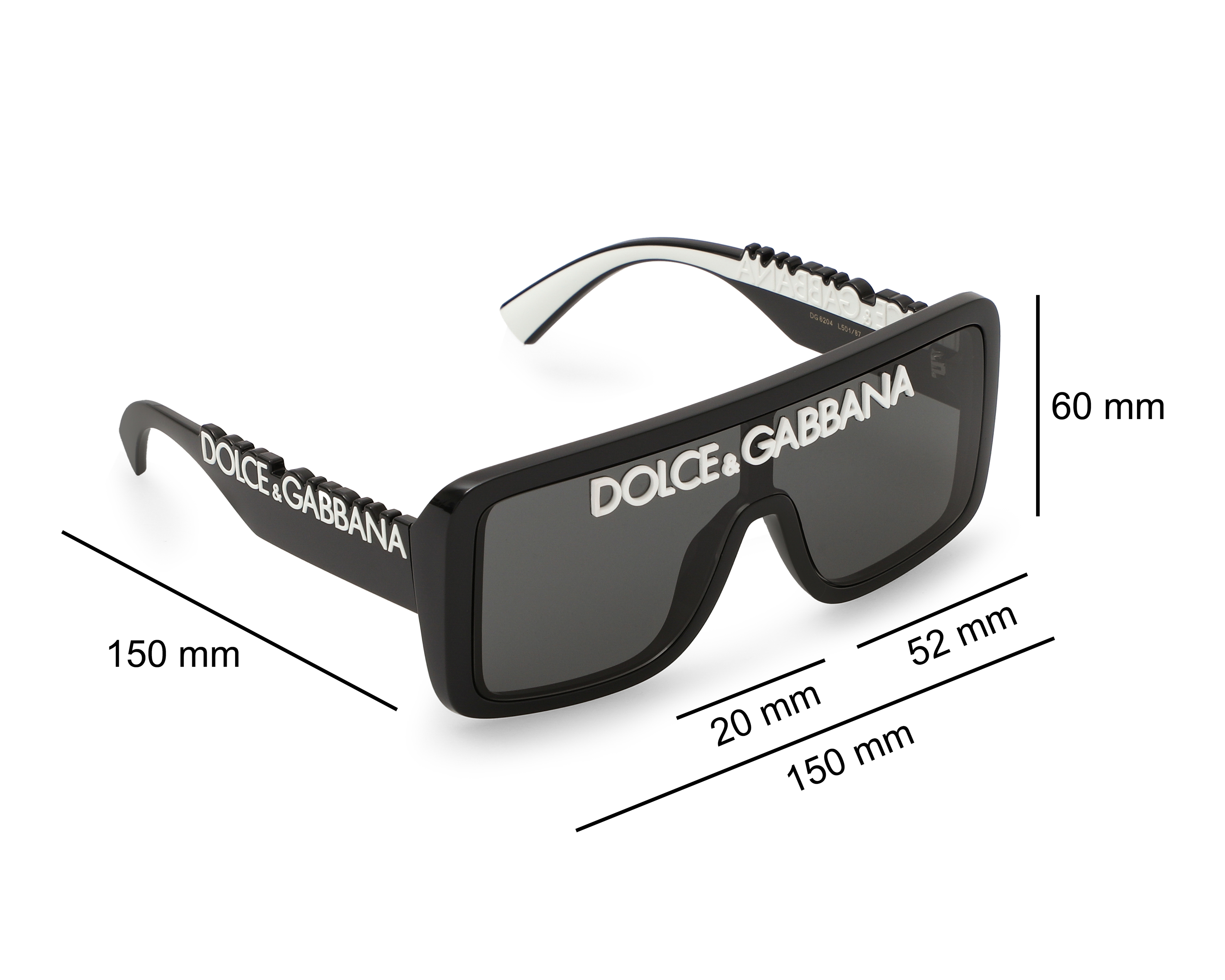 Foto 8 pulgar | Foto 7 | Lentes de Sol Unisex Dolce & Gabbana Rectangulares  0DG 6204 L50187 Negros