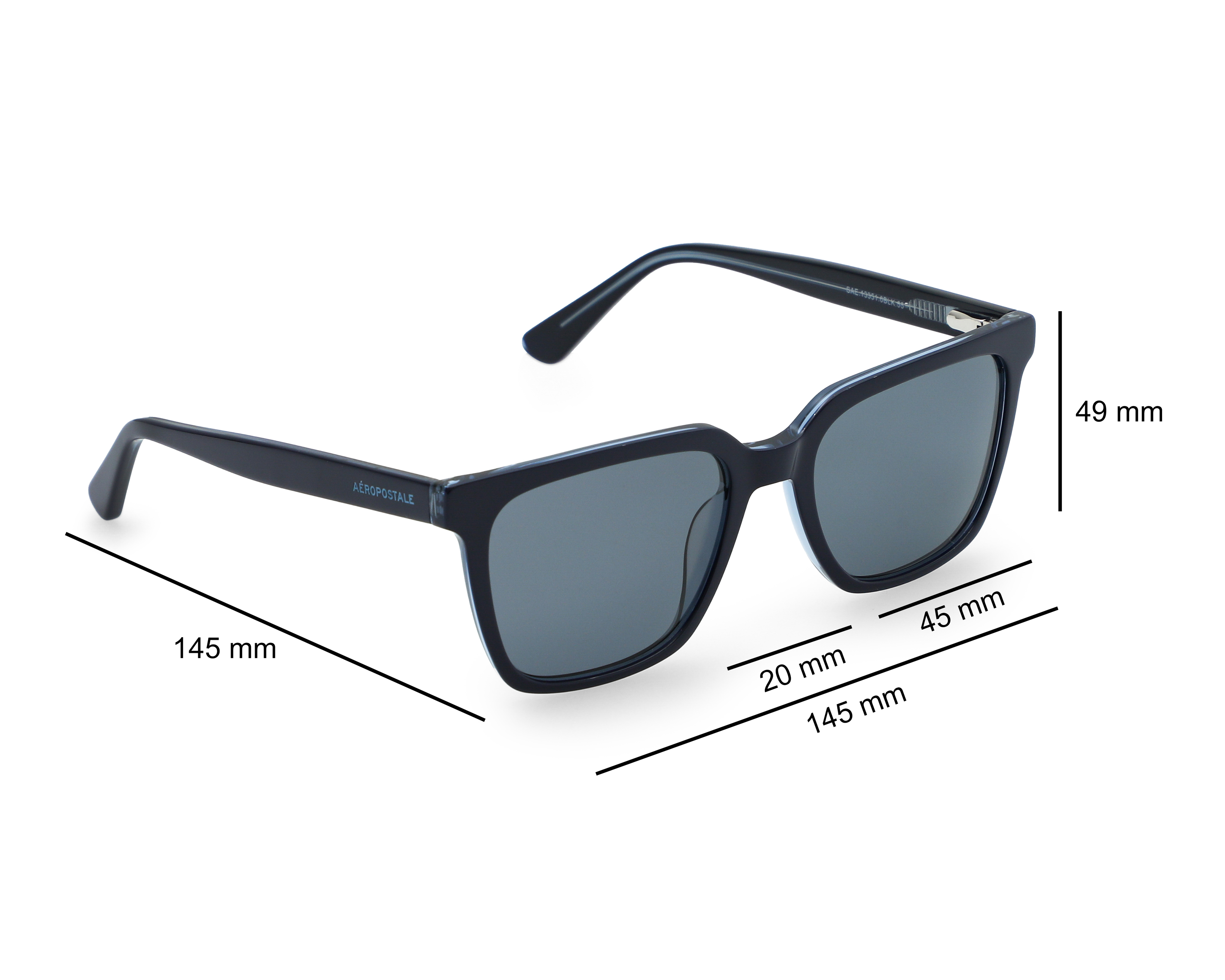 Foto 8 pulgar | Foto 7 | Lentes de Sol para Hombre Aéropostale Cuadrados SAE.13351.0BLK.55 Negros